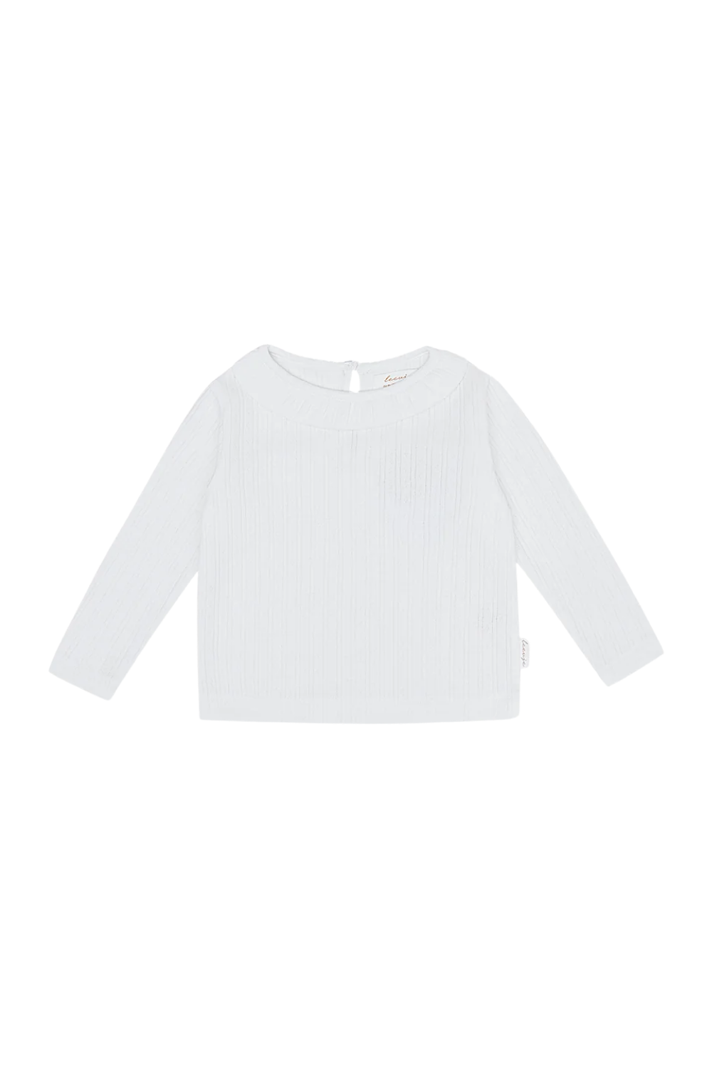 T-shirt à manches longues en pointelle avec volants