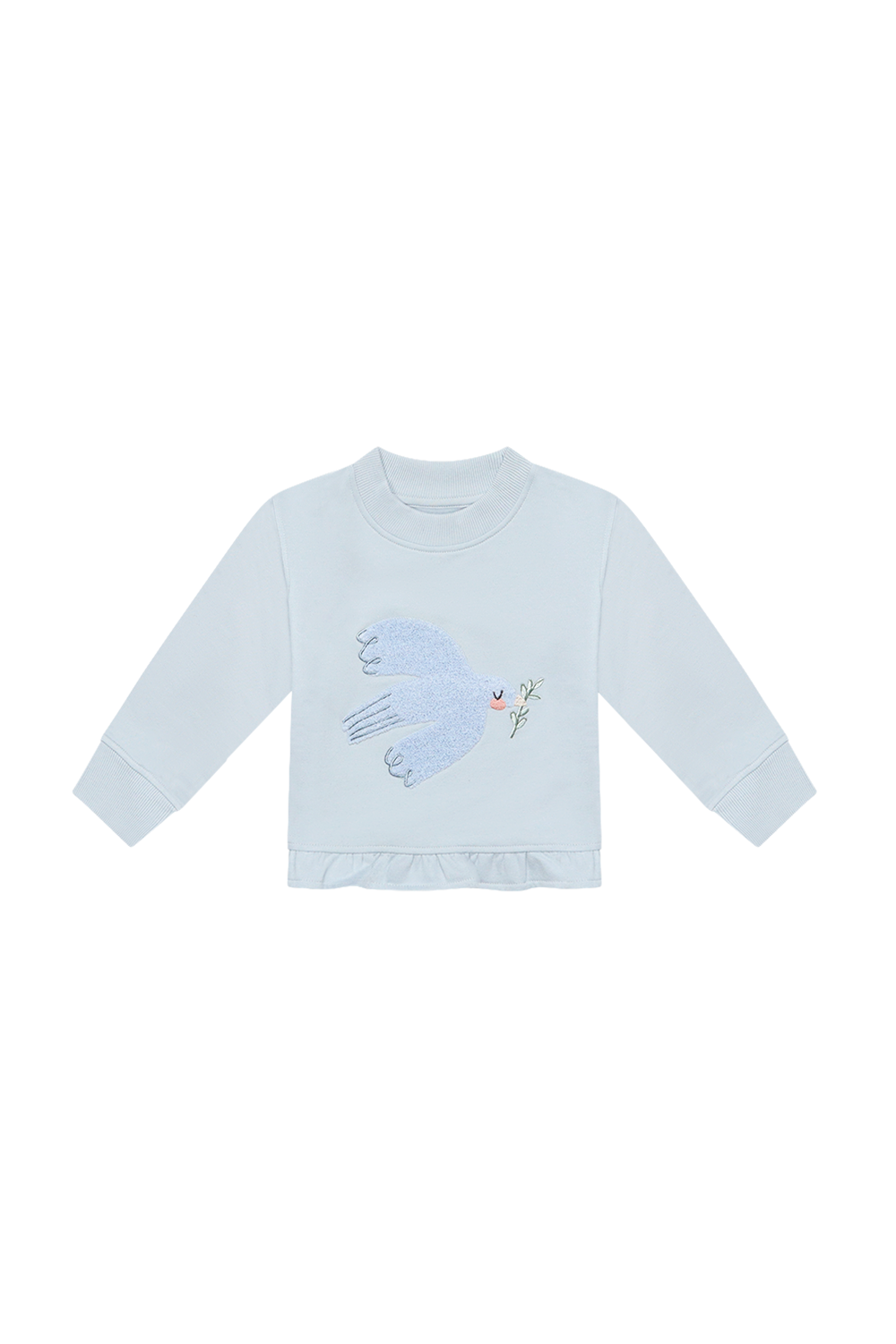 Sweatshirt 'bird' mit Rüschensaum in clear blue