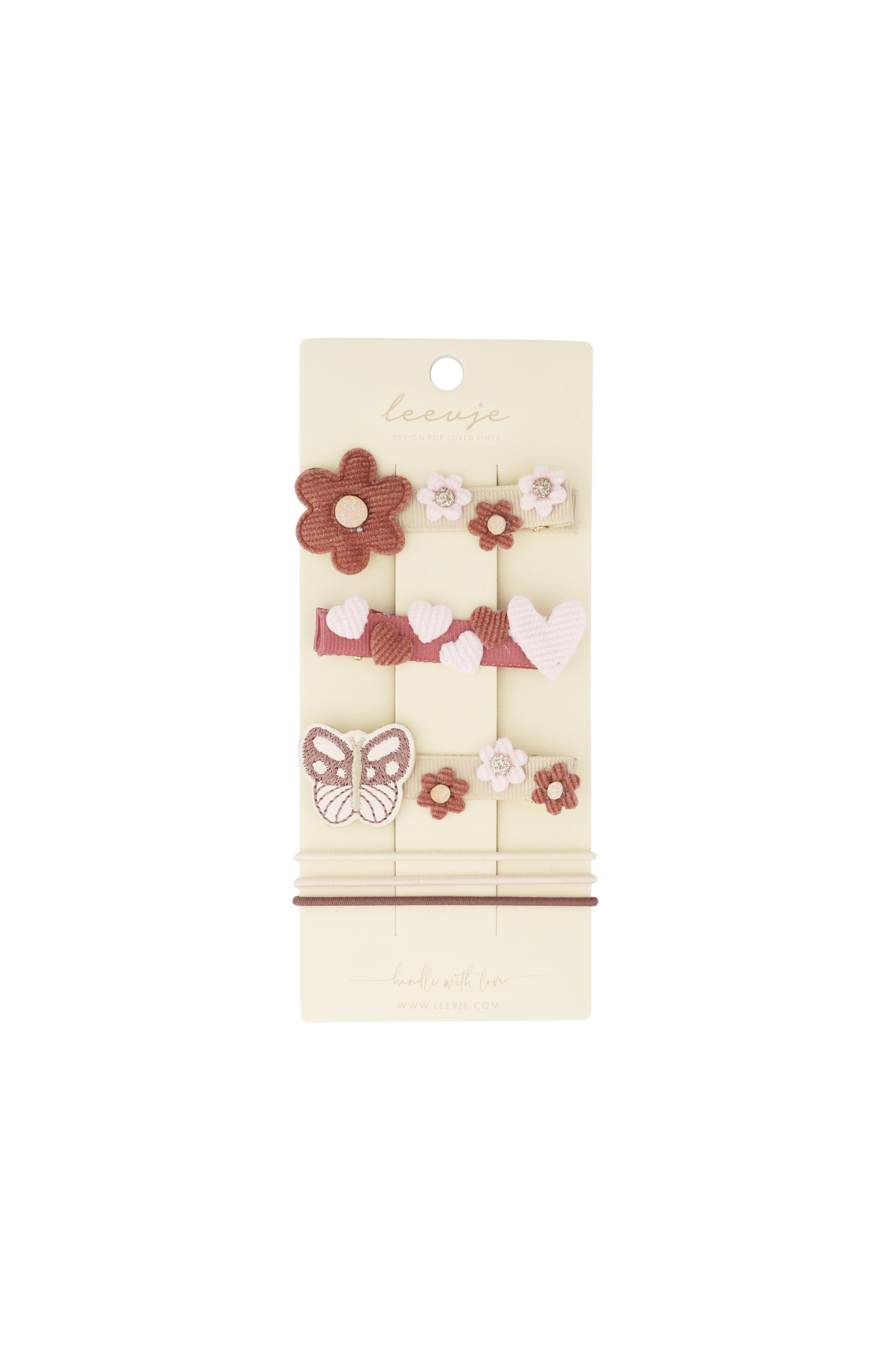 Haarspangen 'light burgundy heart mix'