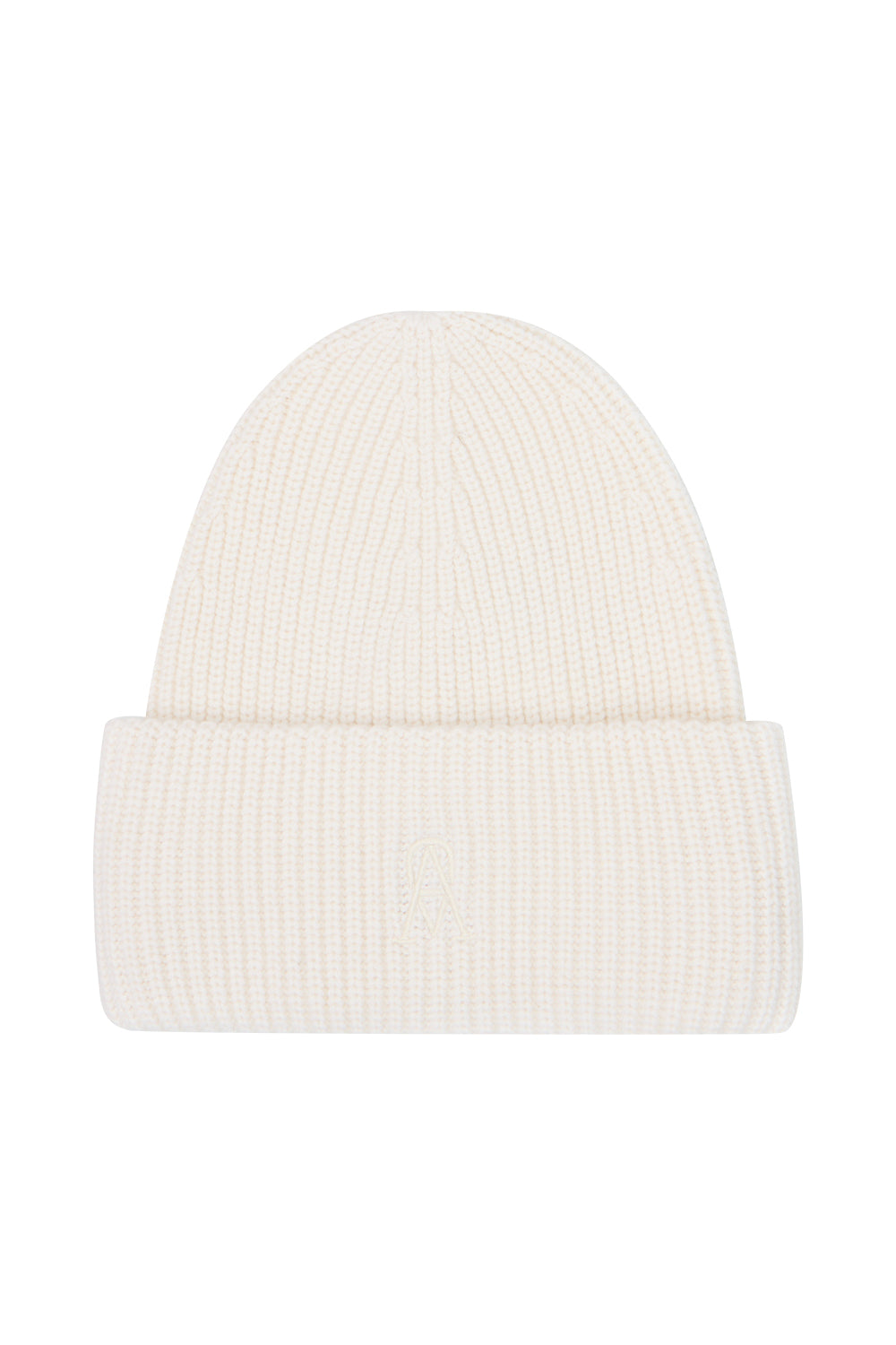 Ribbed Beanie with Logo | Cream