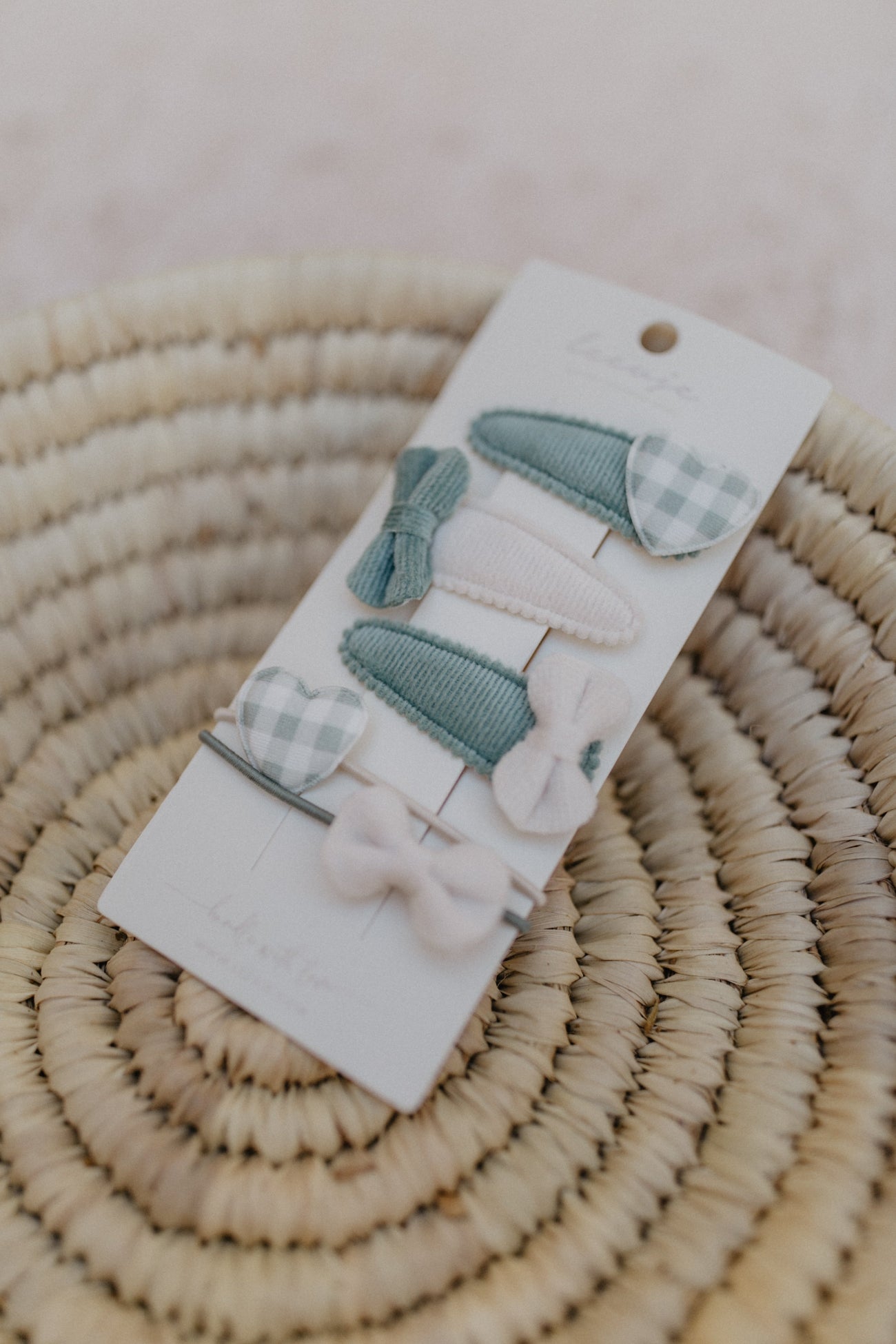 Haarspangen 'green gingham heart mix'