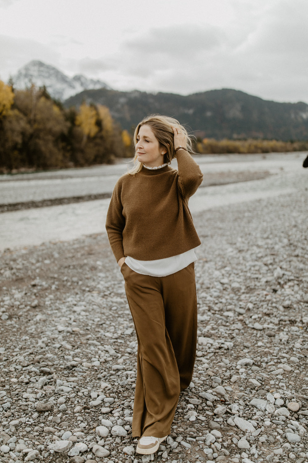 Wide-Leg-Hose in 'Dark Brown'