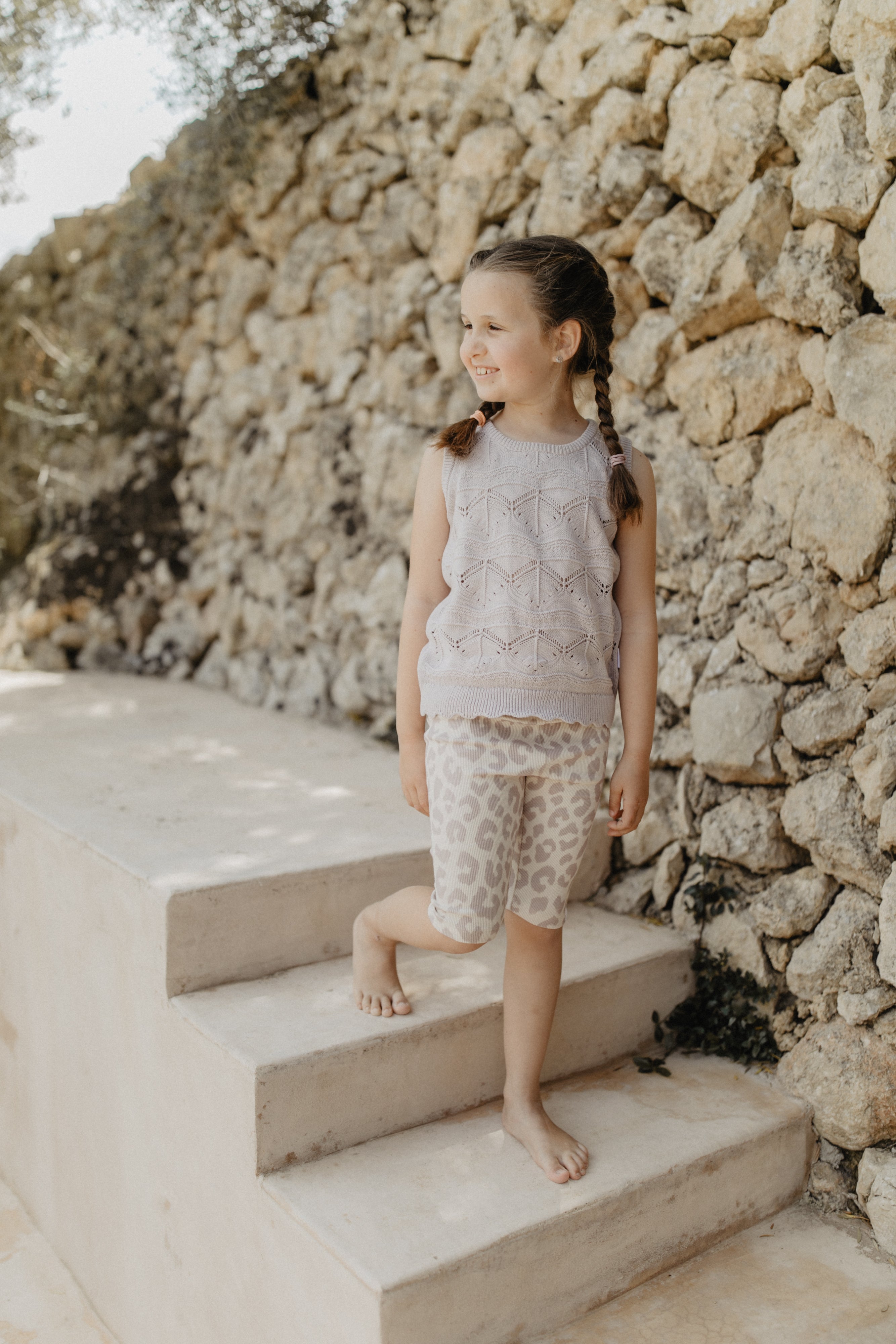 Top with Detailed Knitted Pattern 'Lavender'