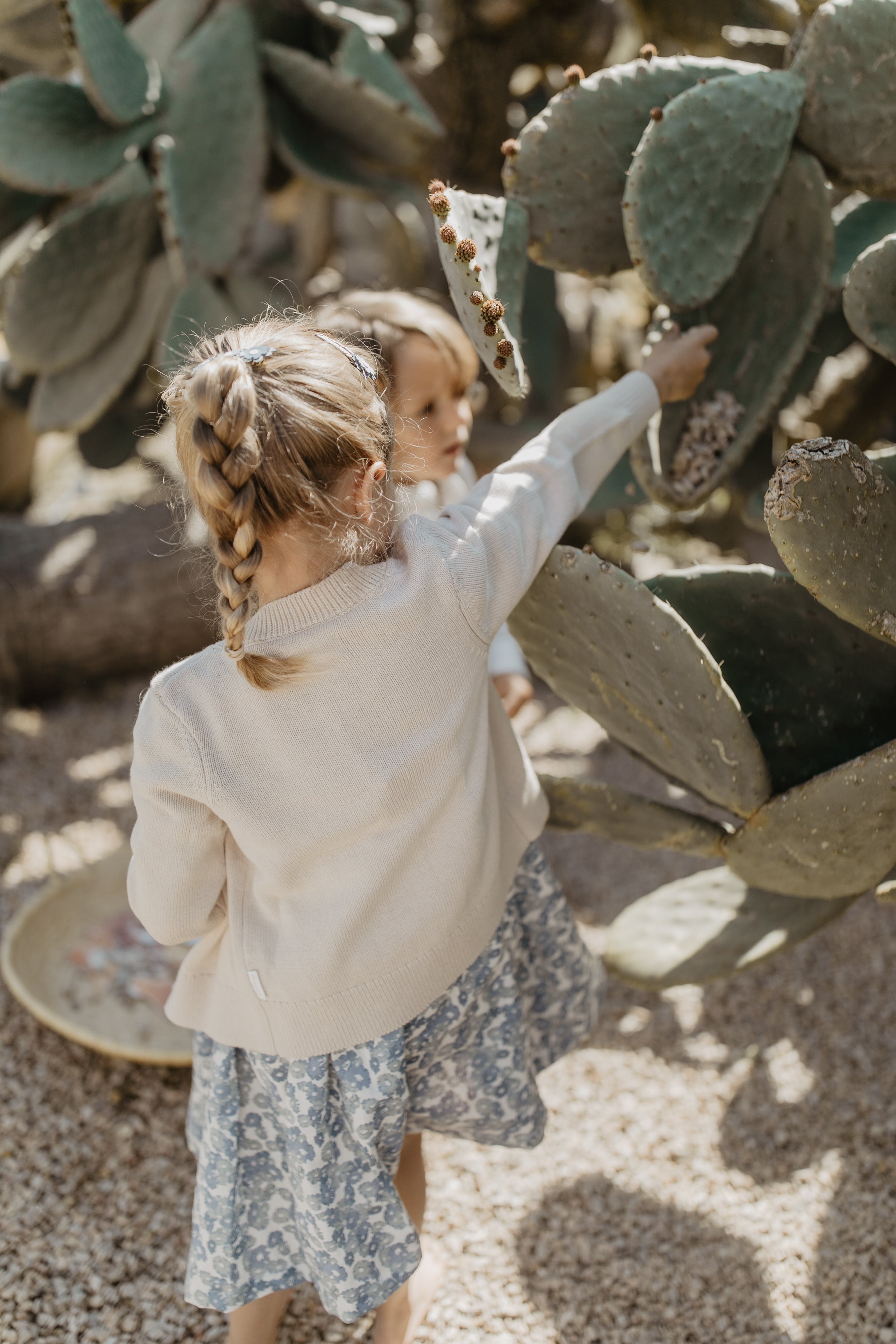 Knit Cardigan with Flower Embroidery 'Cappucino'