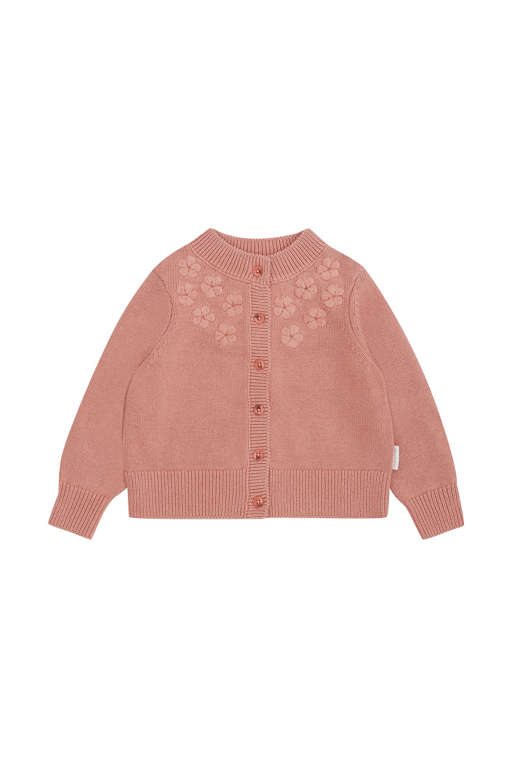 Knit Cardigan with Flower Embroidery 'Terracotta'