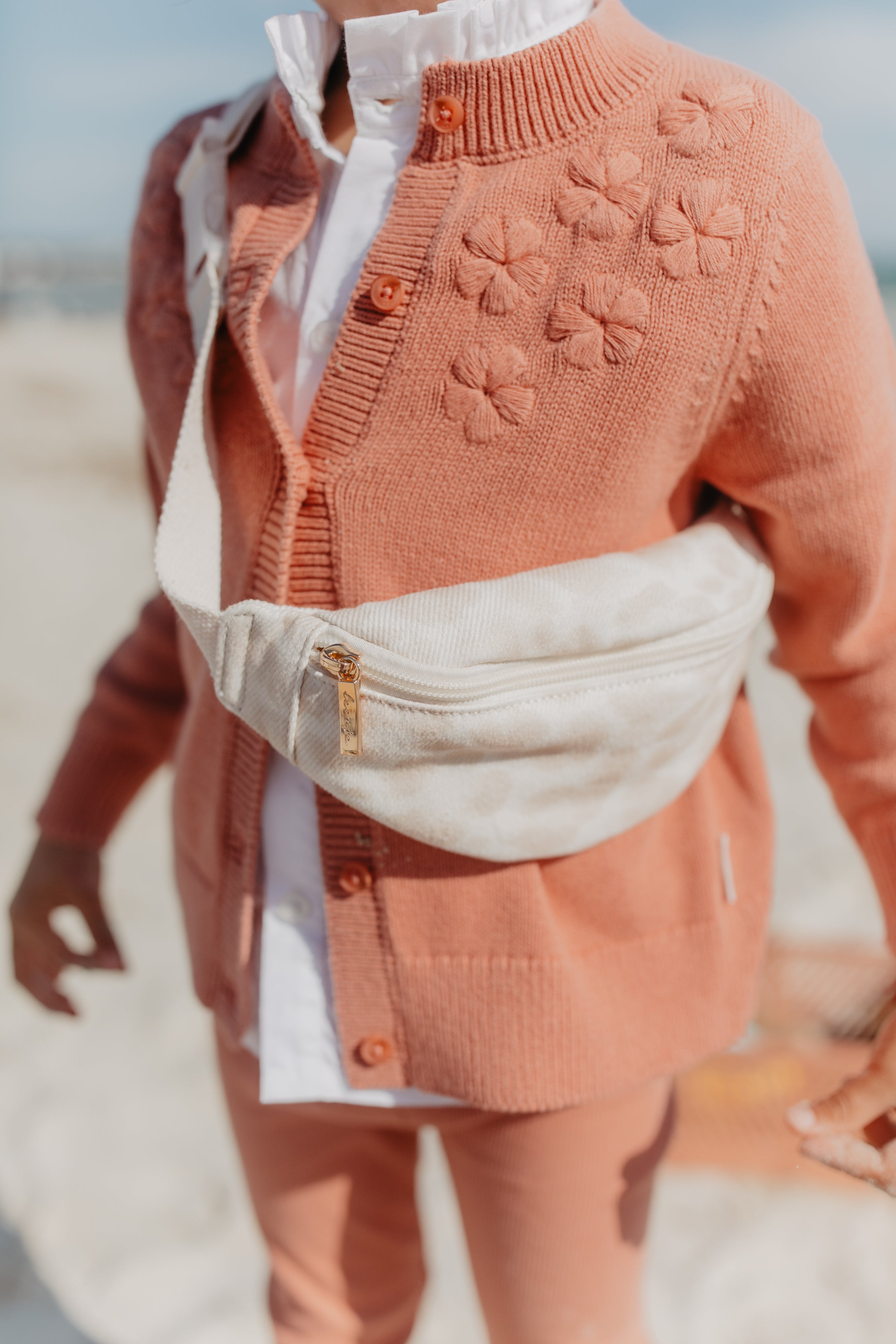 Knit Cardigan with Flower Embroidery 'Terracotta'