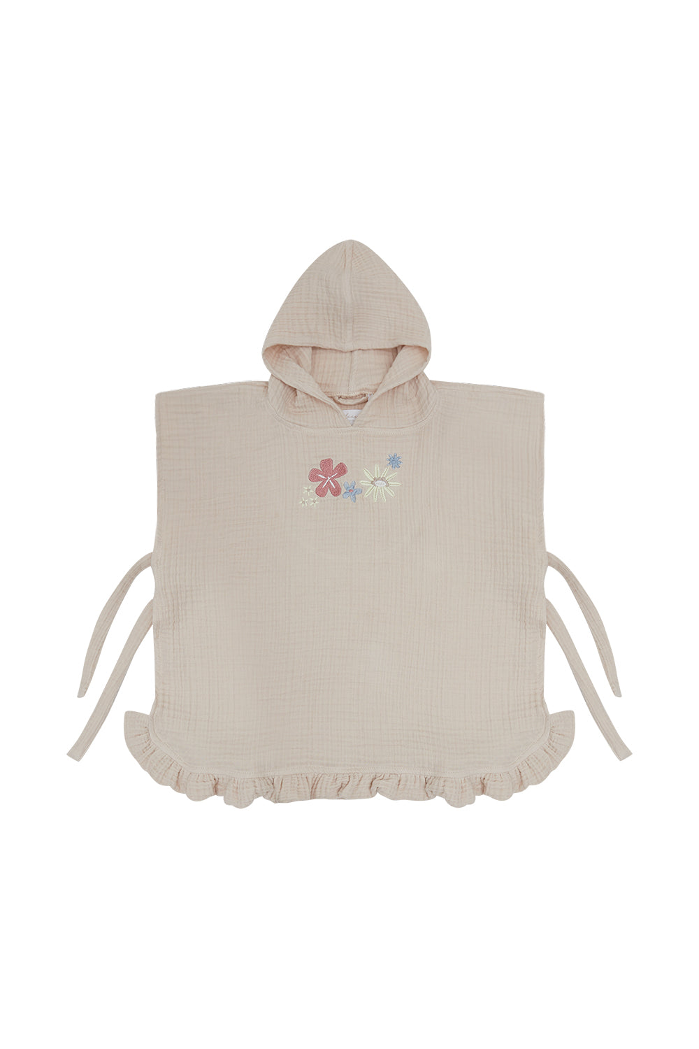 Muslin Poncho 'Sunshine and Wildflowers' with Frills