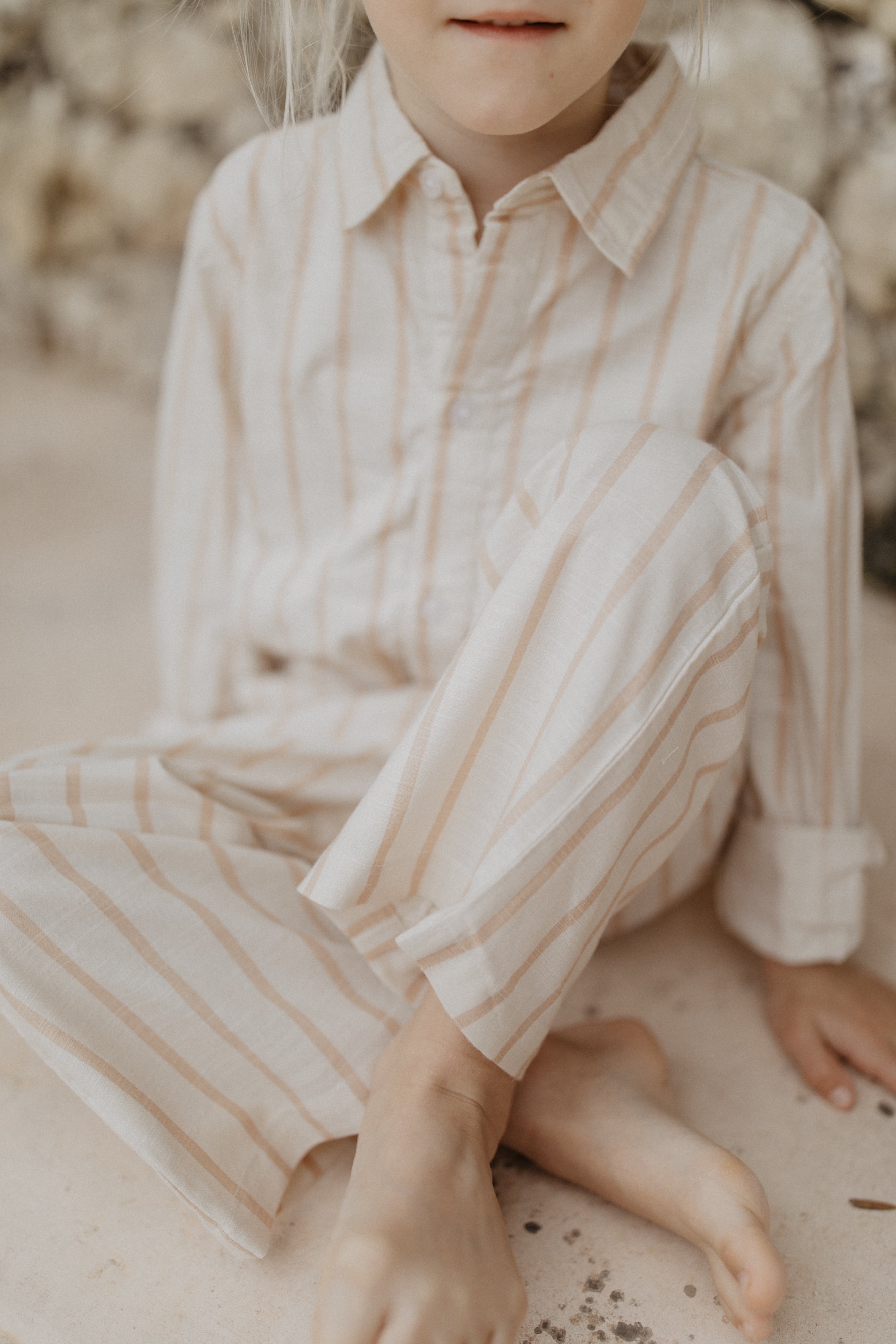 Trousers ‘Beige Stripes’ in Linen Optic