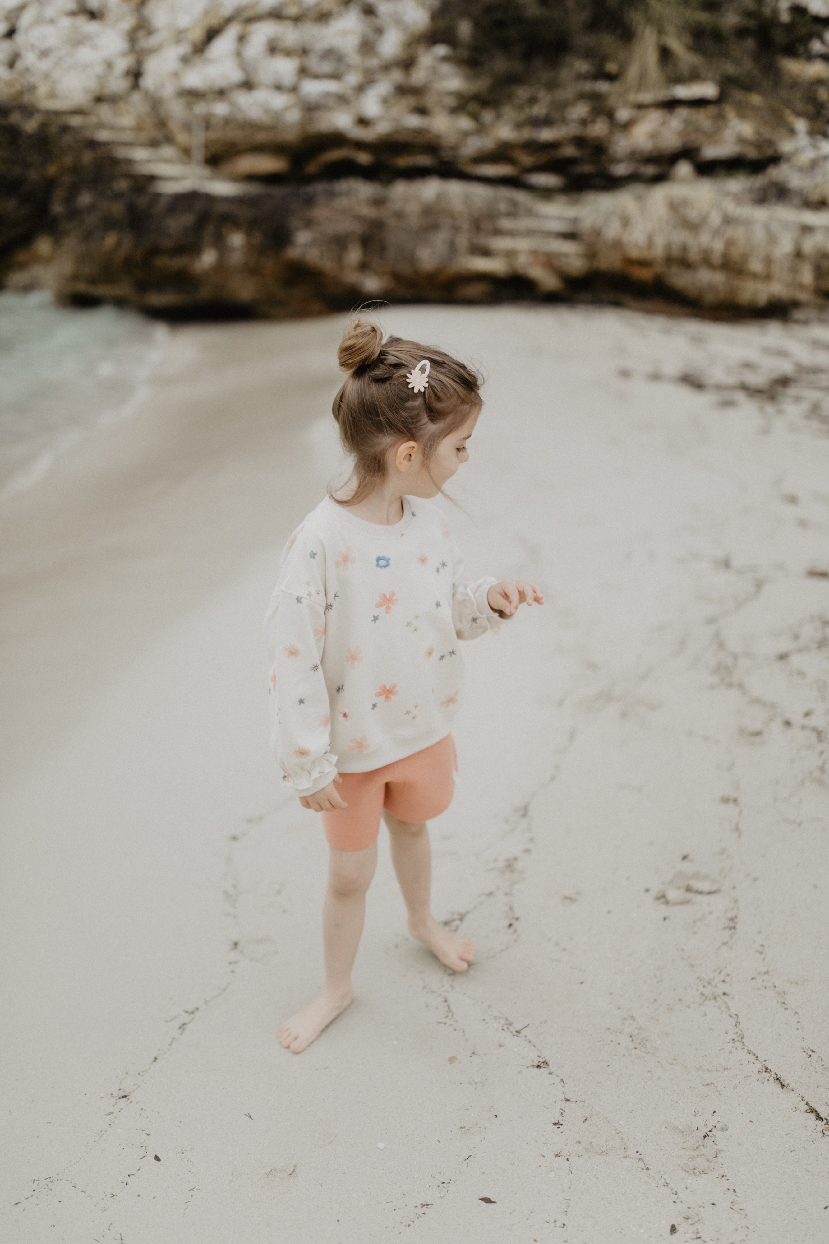 Sweatshirt ‘Flowers’ with Frilled Sleeves