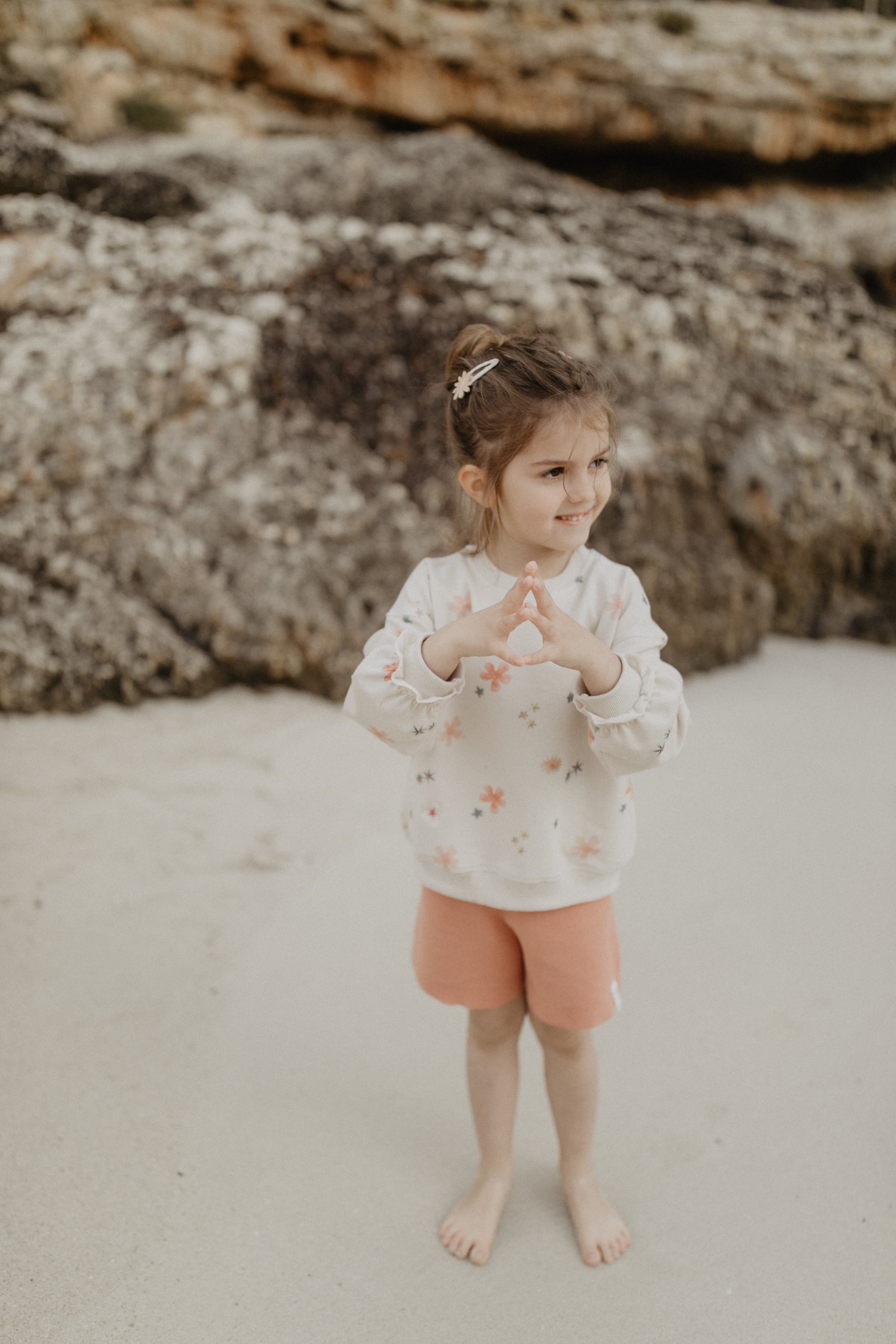 Sweatshirt ‘Flowers’ with Frilled Sleeves