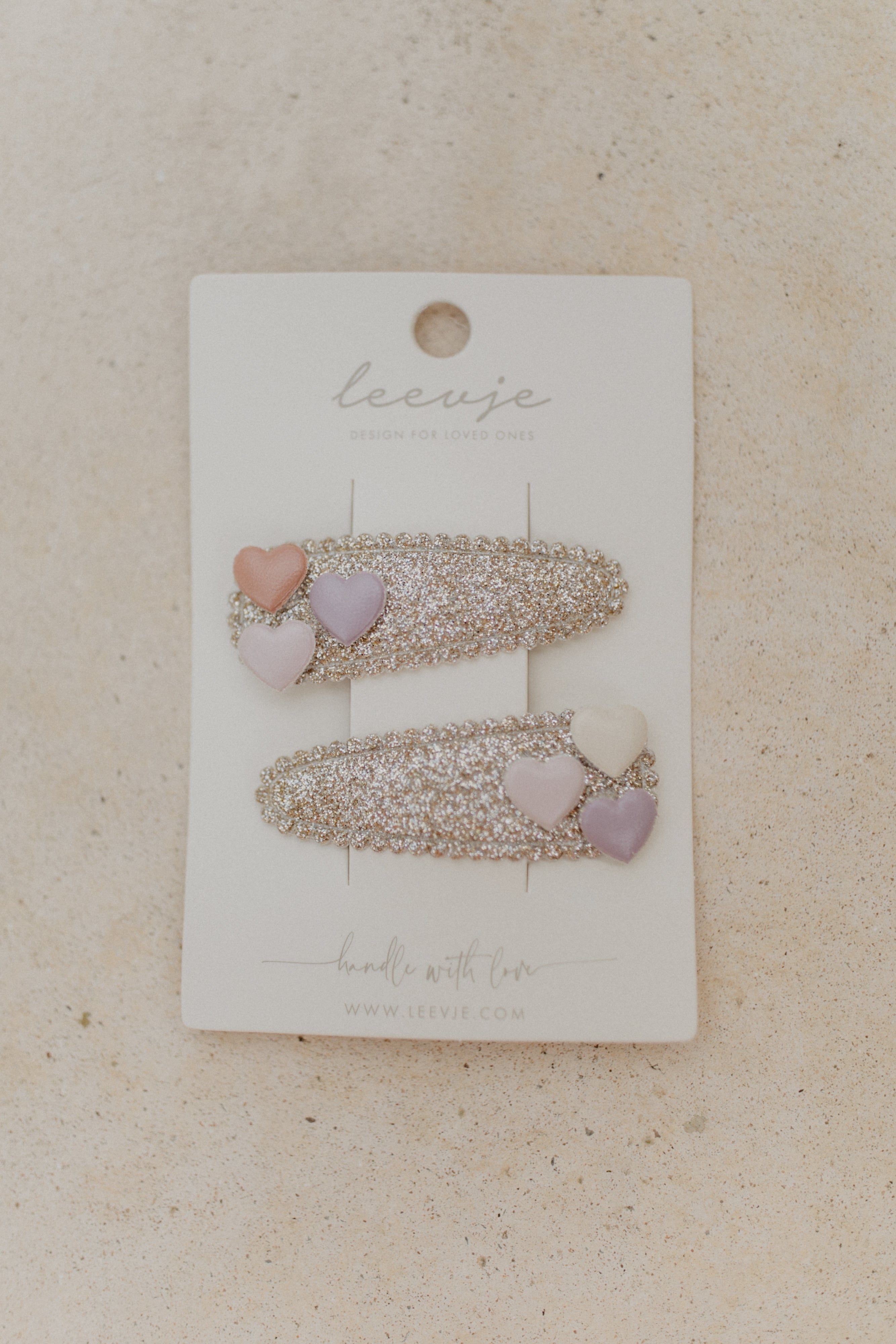 Hair Clips 'Glitter Heart Clips'