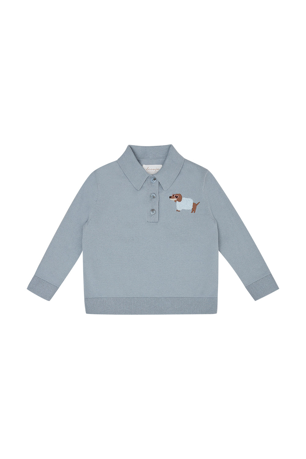 Long-Sleeved Knitted Polo Shirt 'Dog'