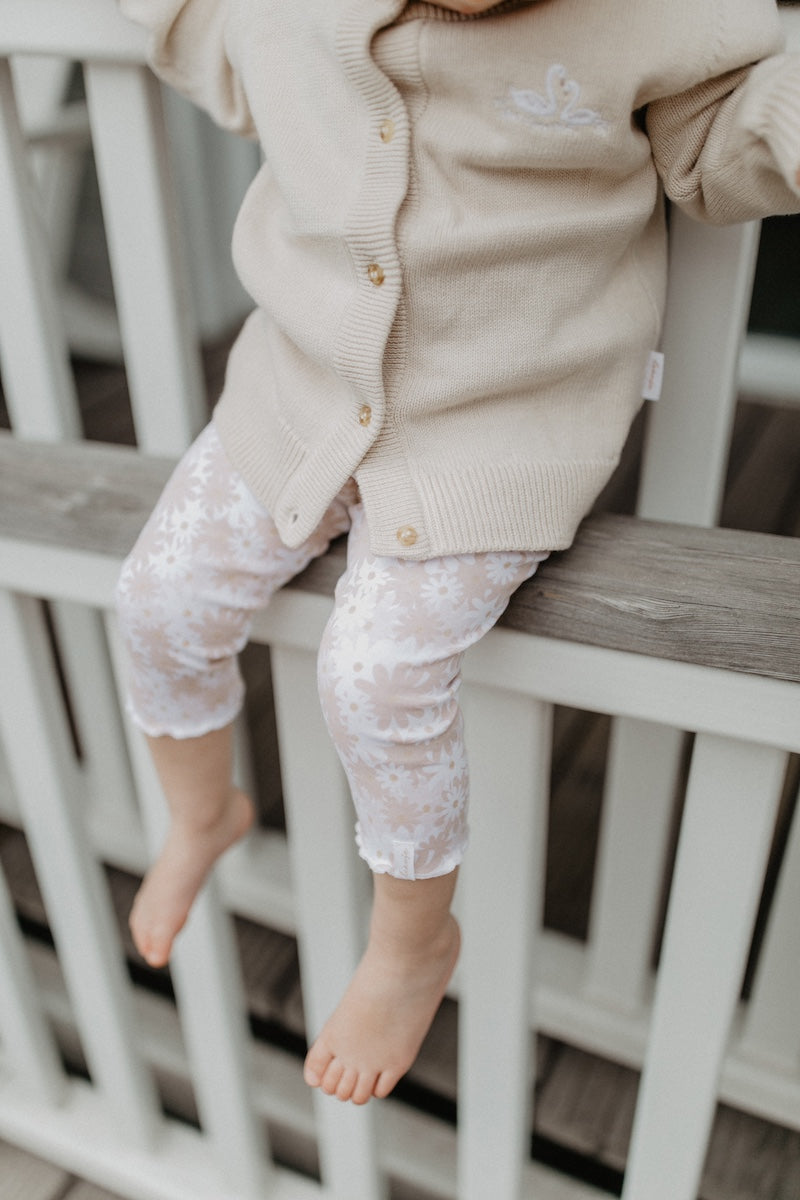 Leggings 'field of daisies' with bow