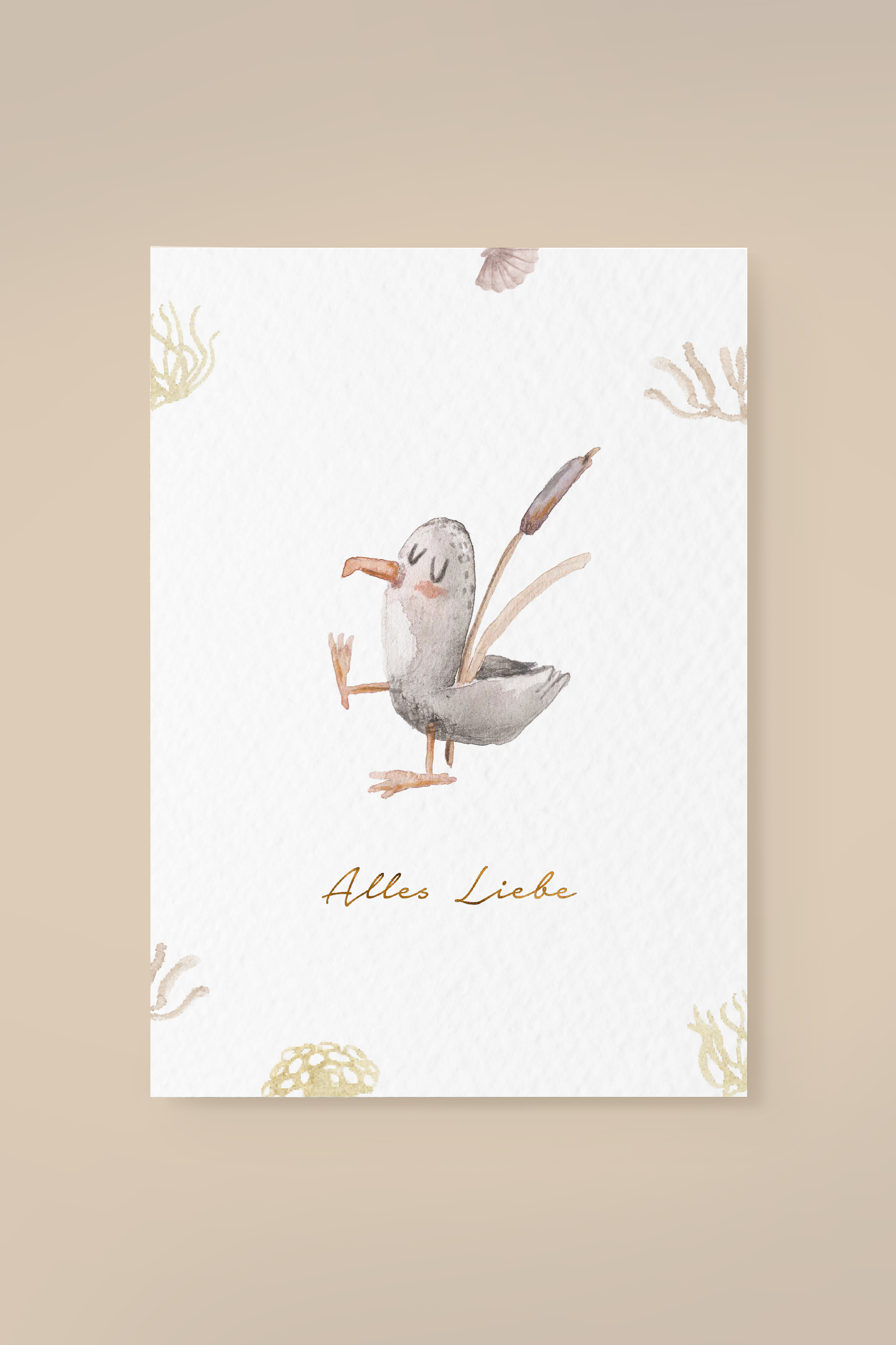 Postkarte Möwe 'alles Liebe'