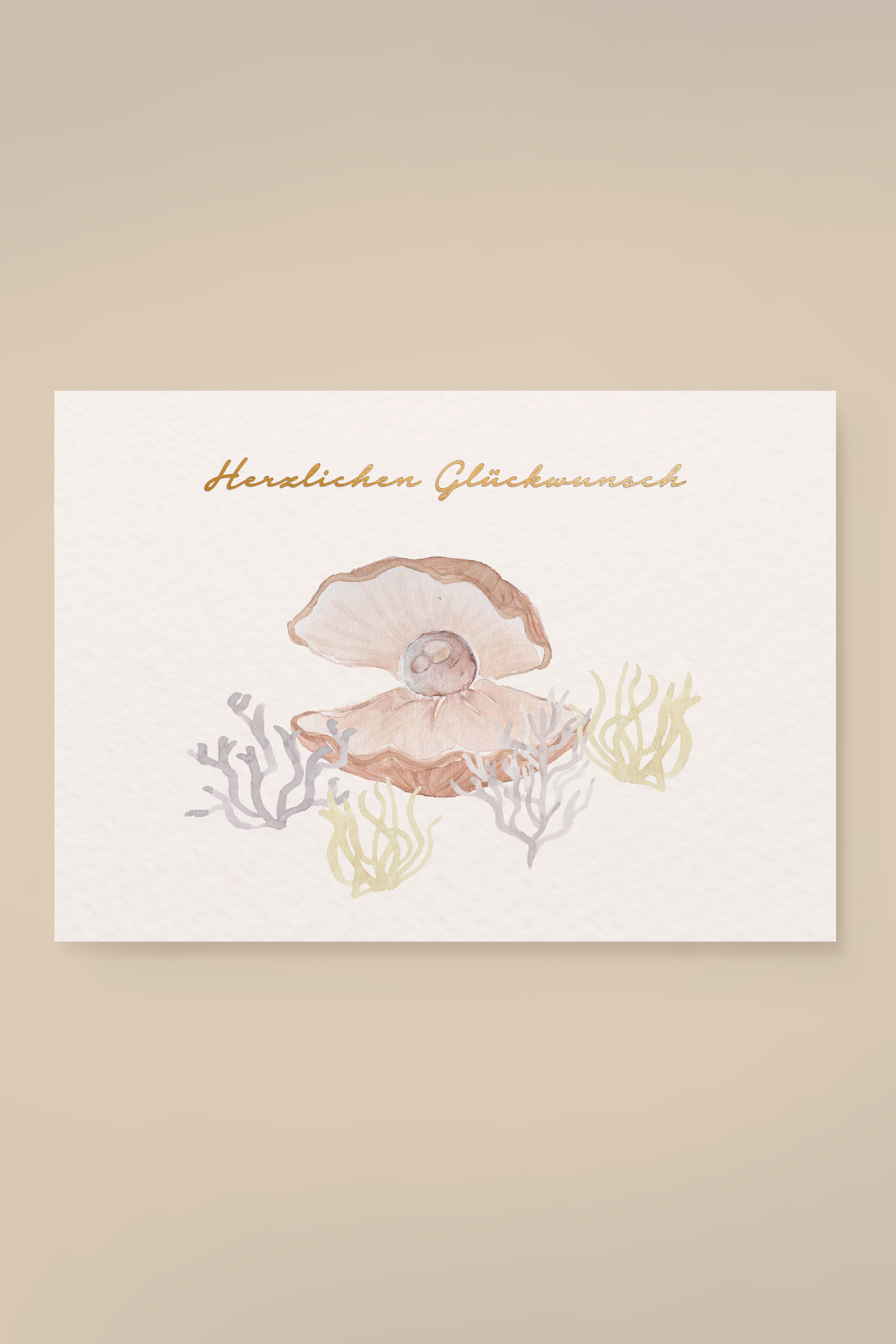 Postkarte Muschel 'herzlichen Glückwunsch'
