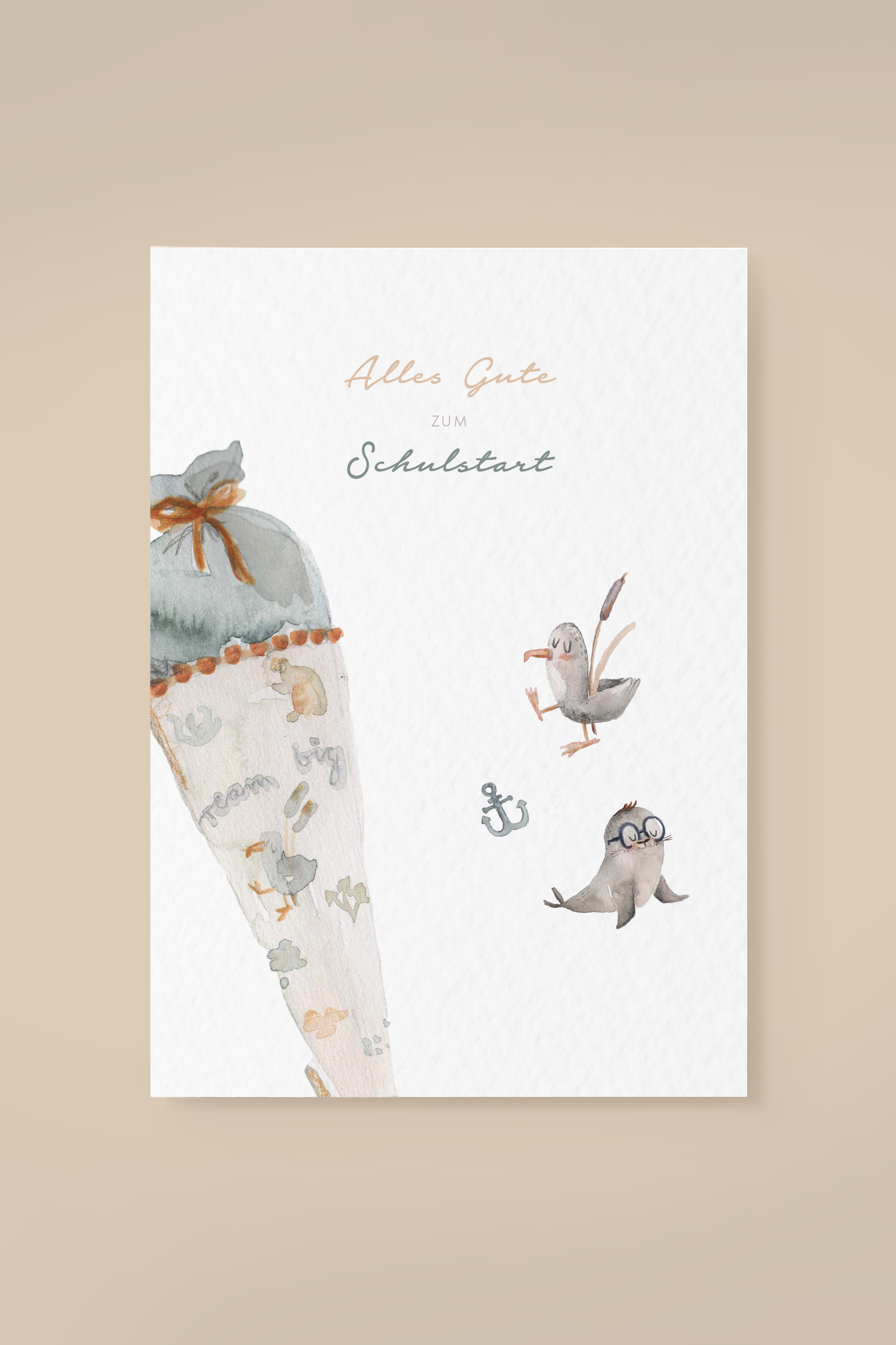 Postkarte seagull 'Schulstart'