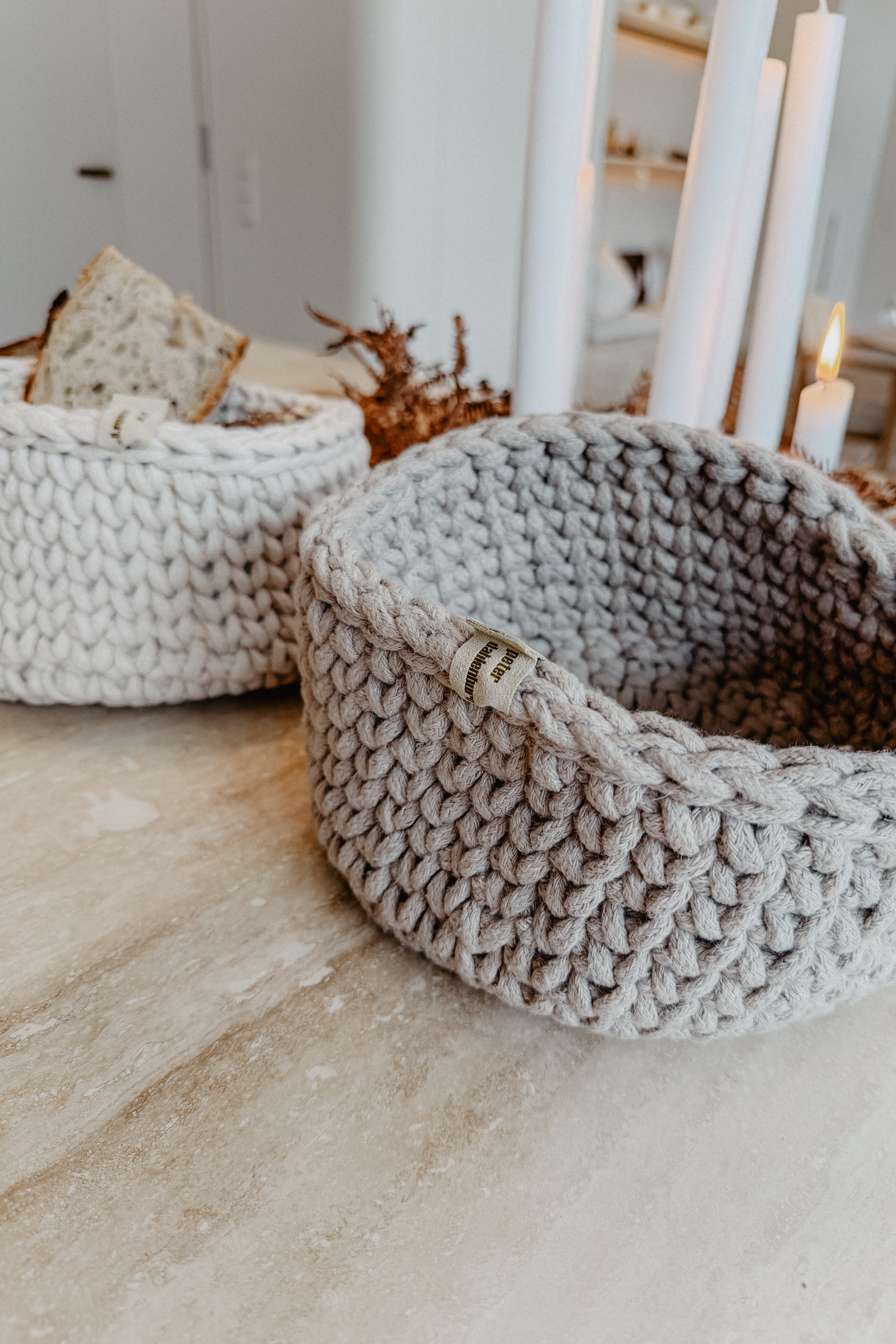 dahlenburg® | Brötchenkorb - rund, gestrickt - beige