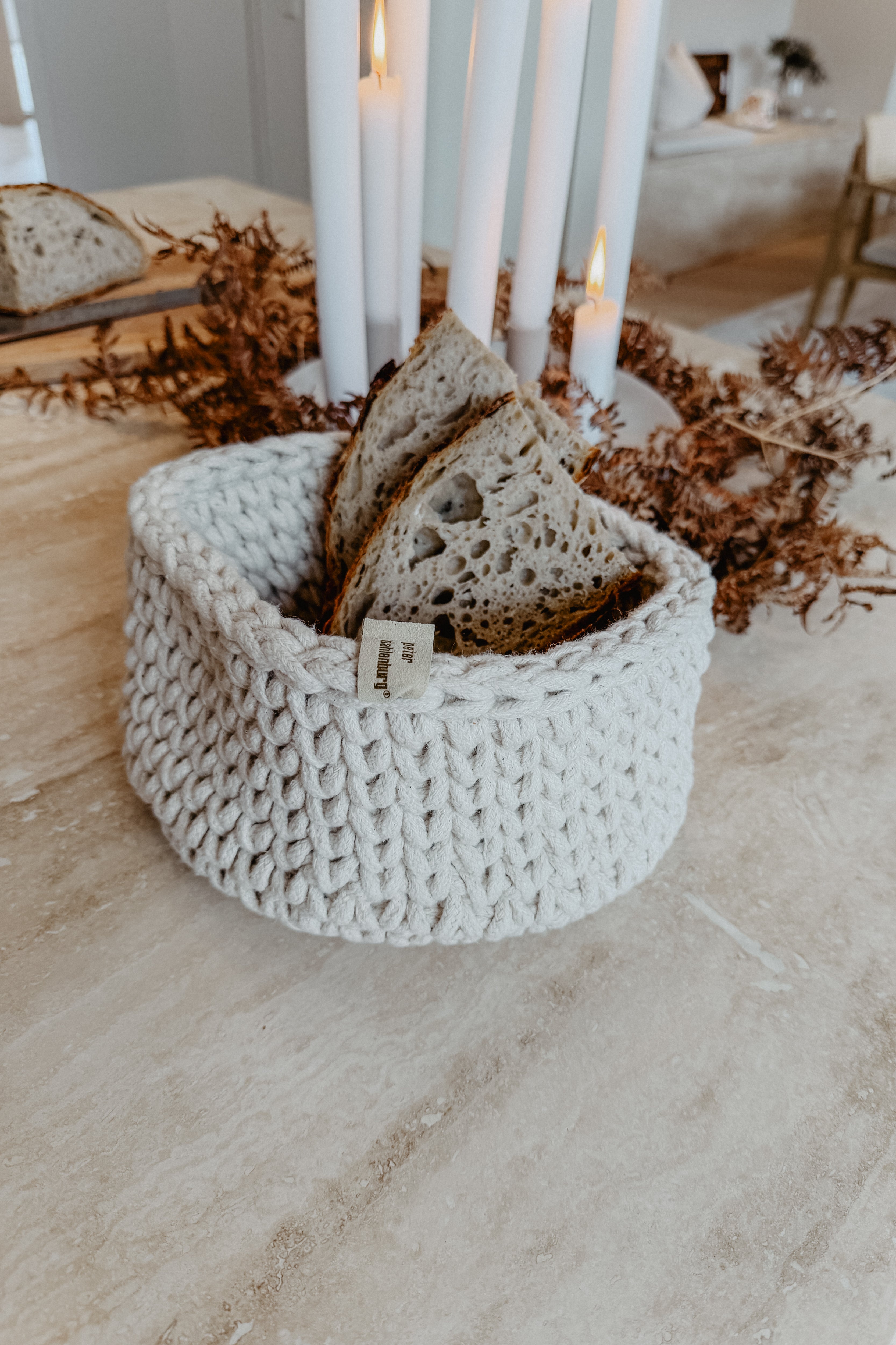 dahlenburg® | Brötchenkorb - rund, gestrickt - ecru