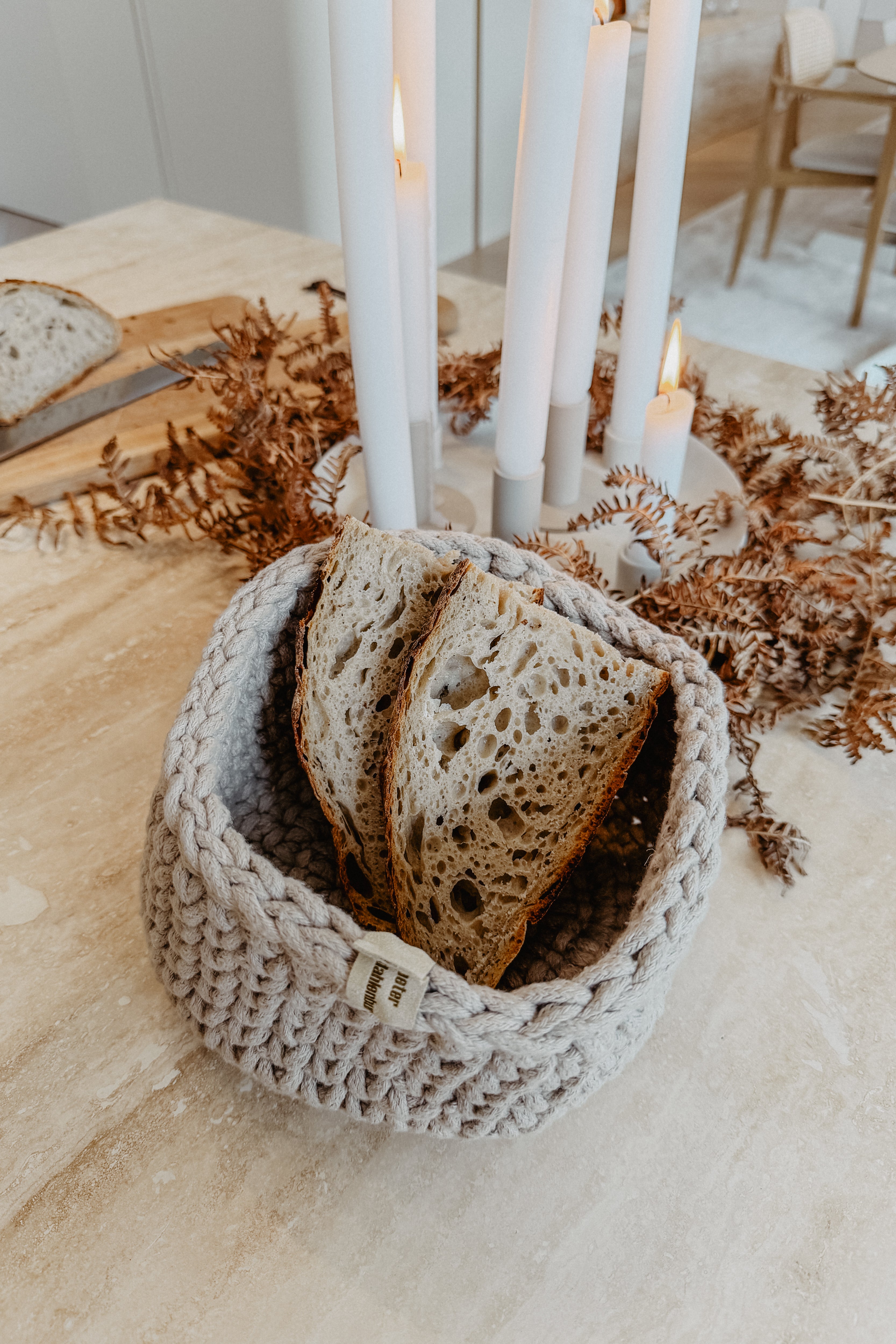 dahlenburg® | Brötchenkorb - rund, gestrickt - beige