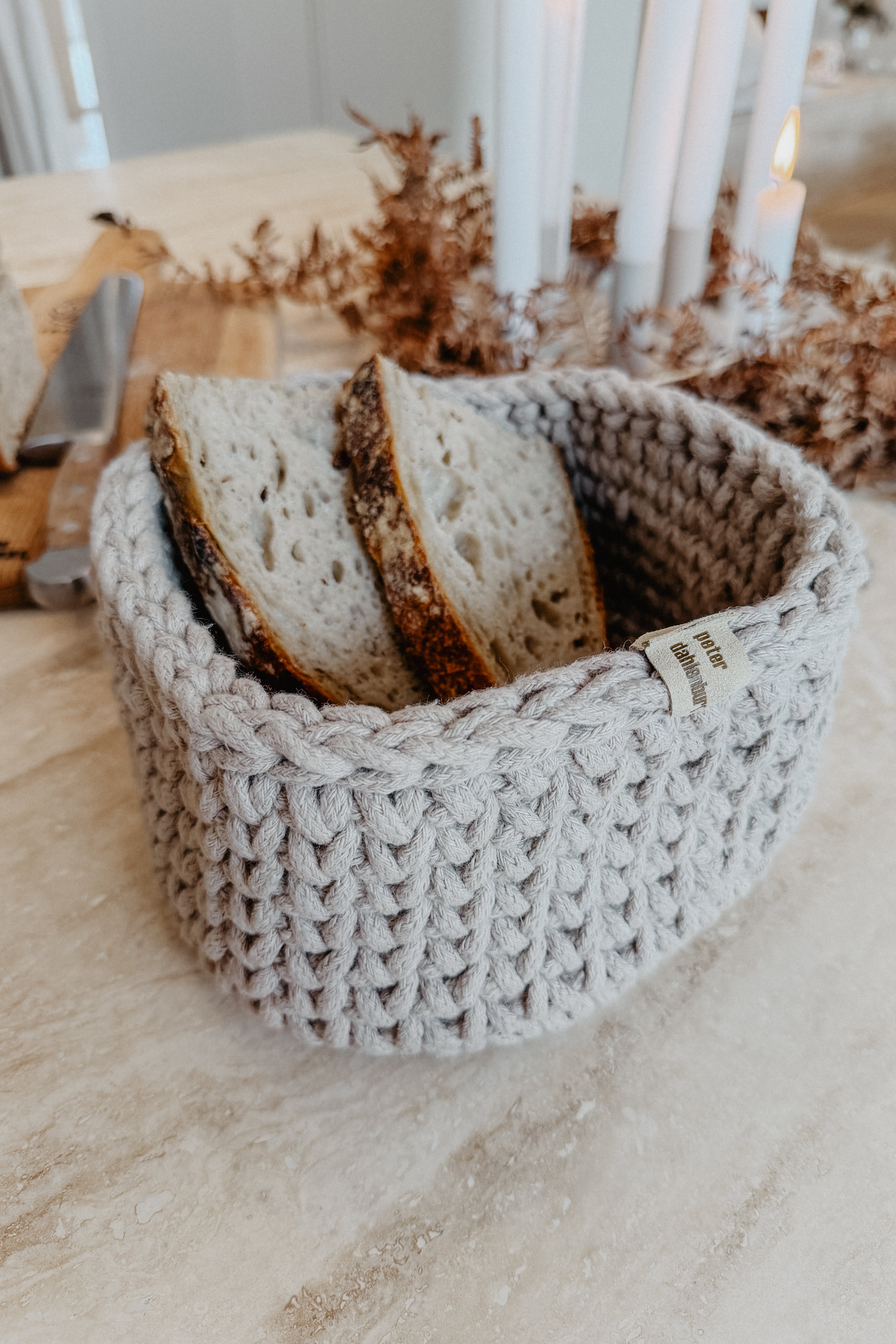 dahlenburg® | Brötchenkorb - rund, gestrickt - beige