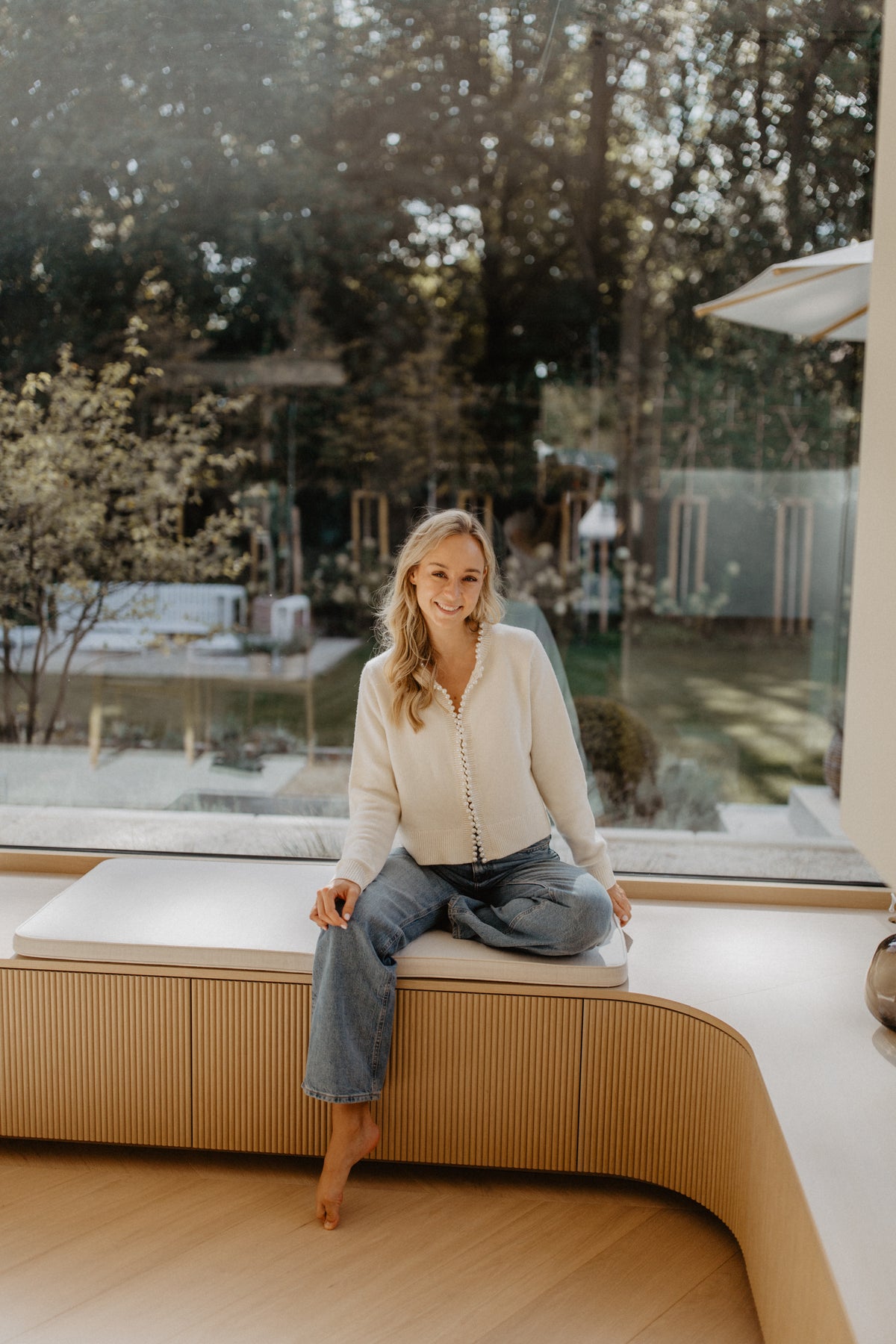 Pearl Trim Cardigan | Cream