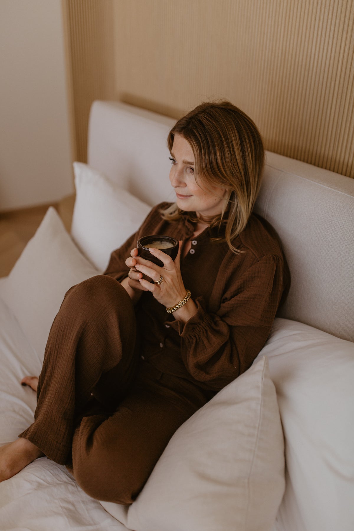 Organic Cotton Muslin Lounge Wear Set | Brown