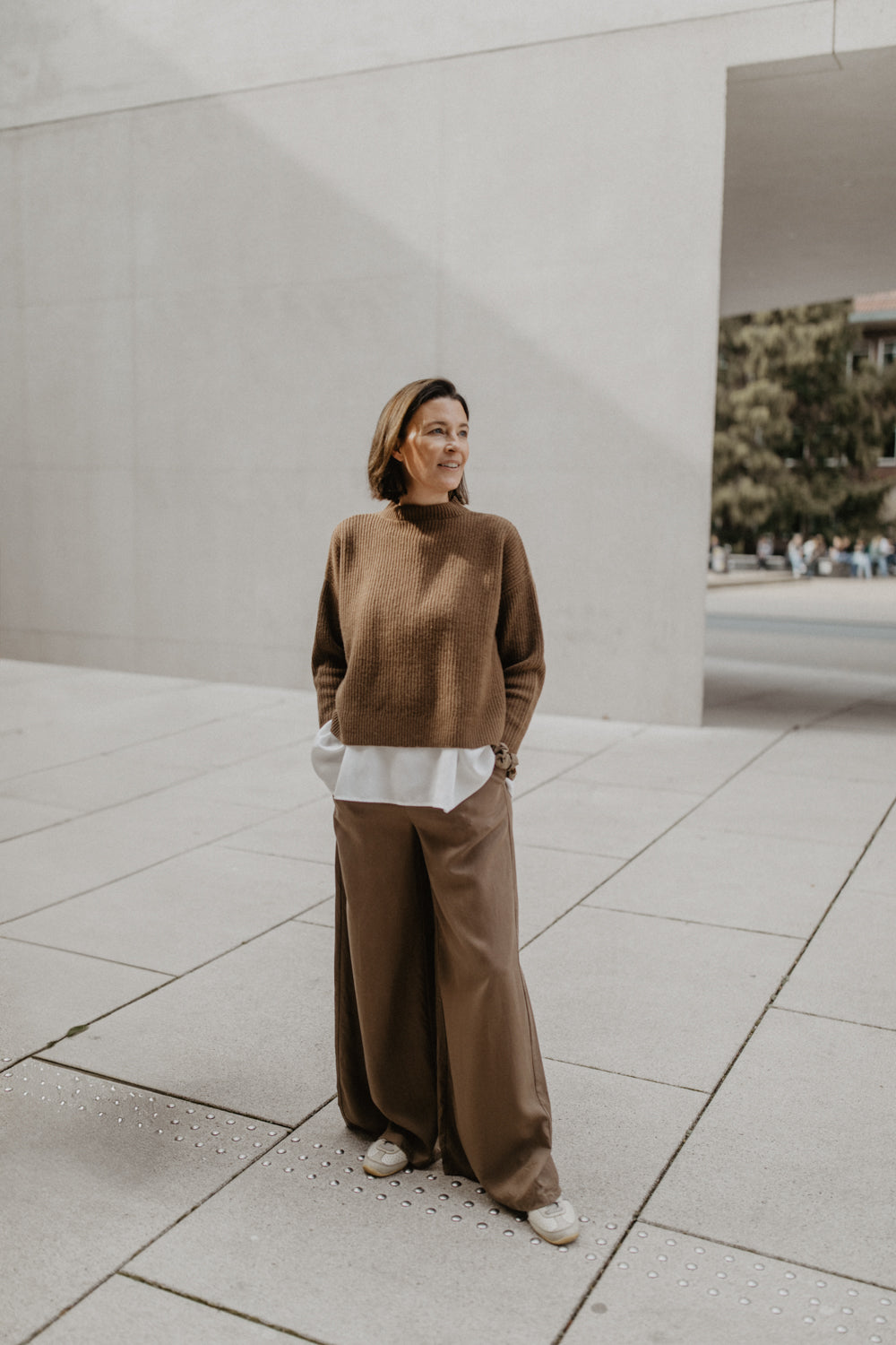 Wide-Leg-Hose in 'Dark Brown'