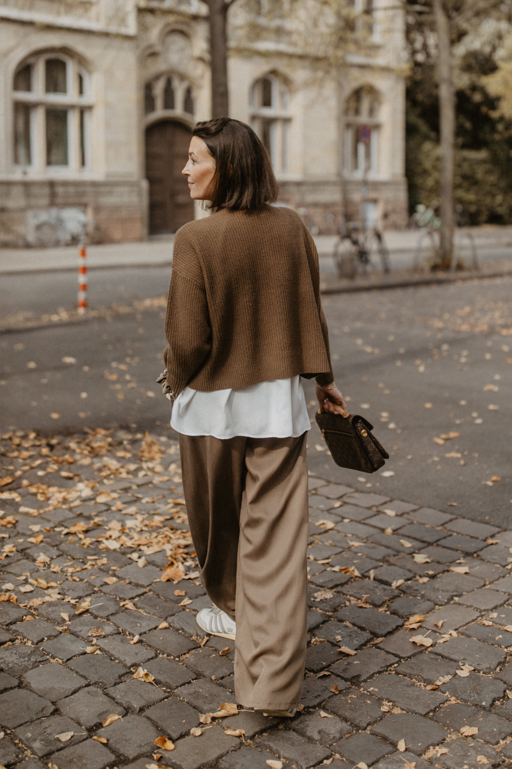 Wide-Leg-Hose in 'Dark Brown'