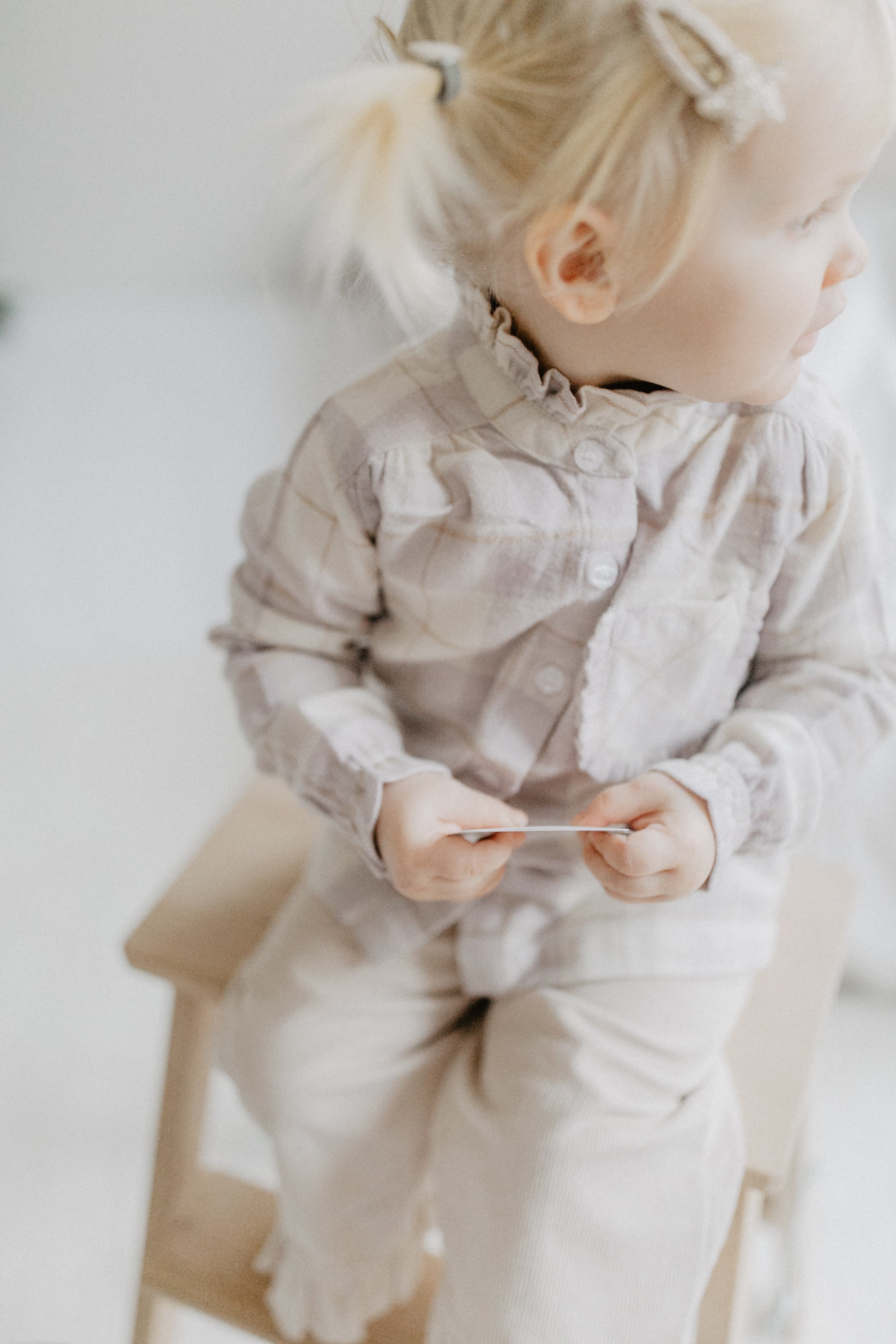 Flanellbluse 'beige & lavender'