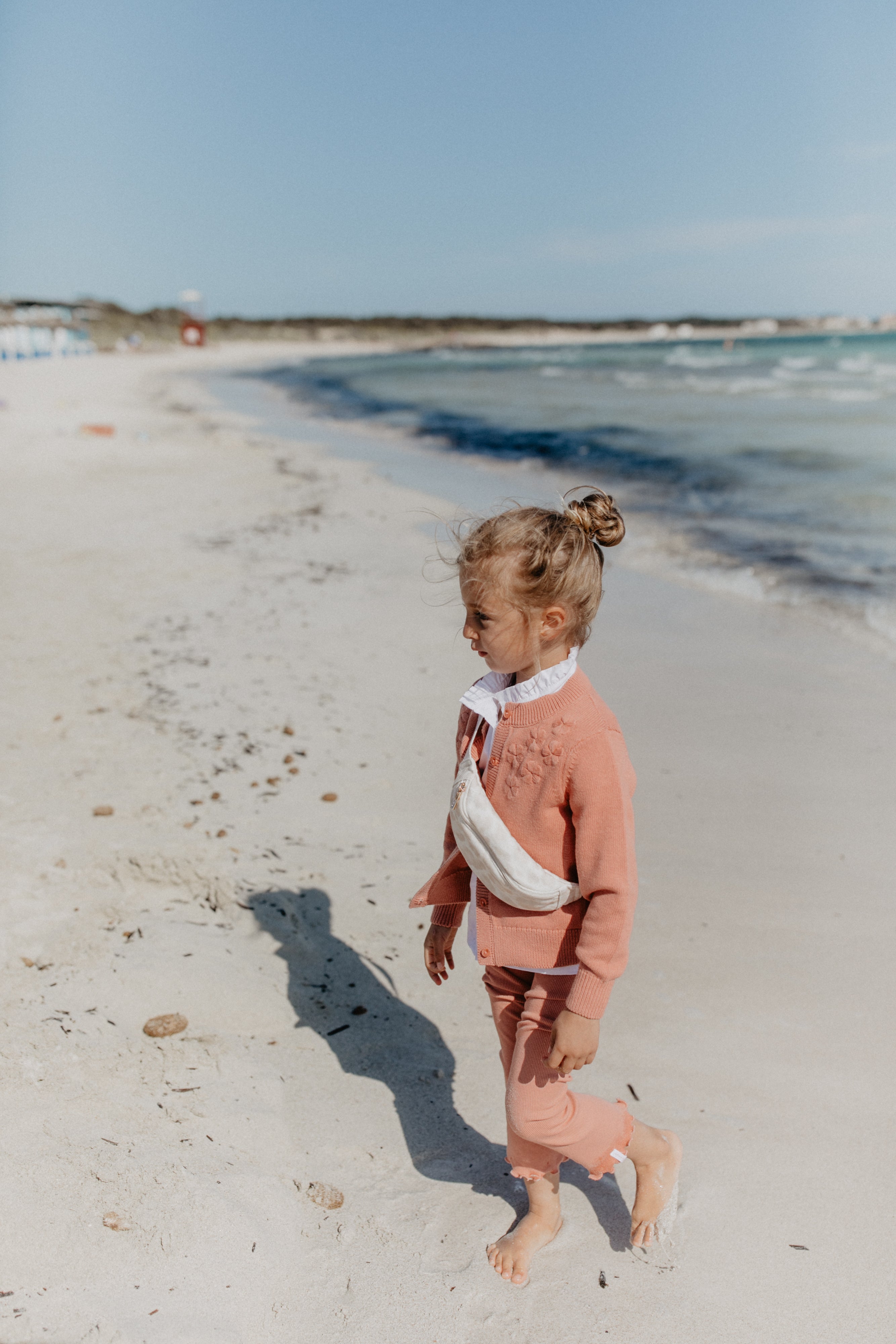 Flared Organic Cotton Leggings with Front Drawstring Appliqué in 'Terracotta'