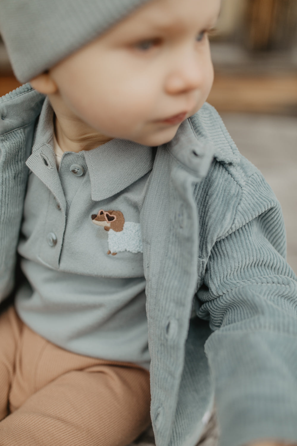 Long-Sleeved Knitted Polo Shirt 'Dog'