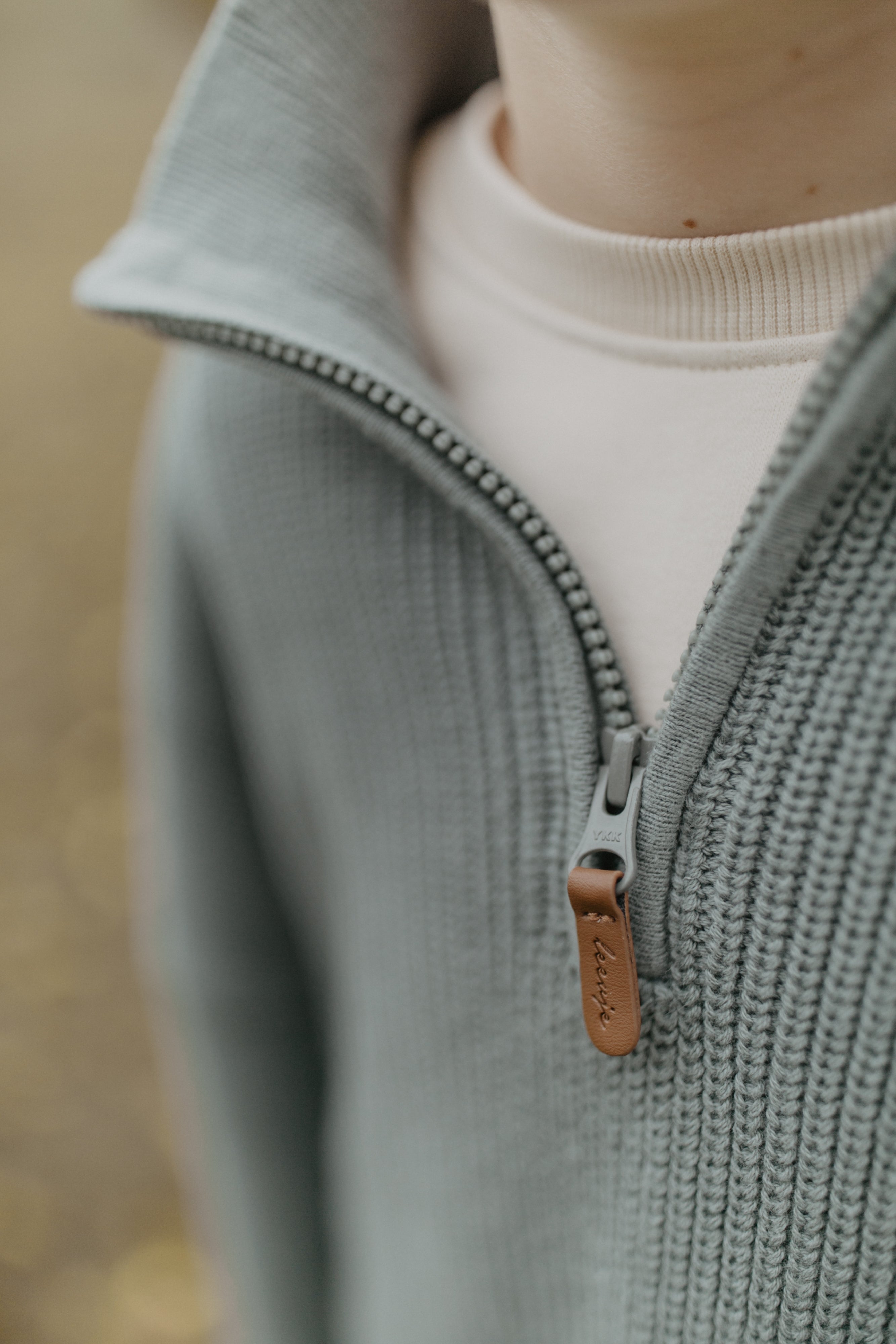 Chunky Knit Half-Zip Pullover 'green'