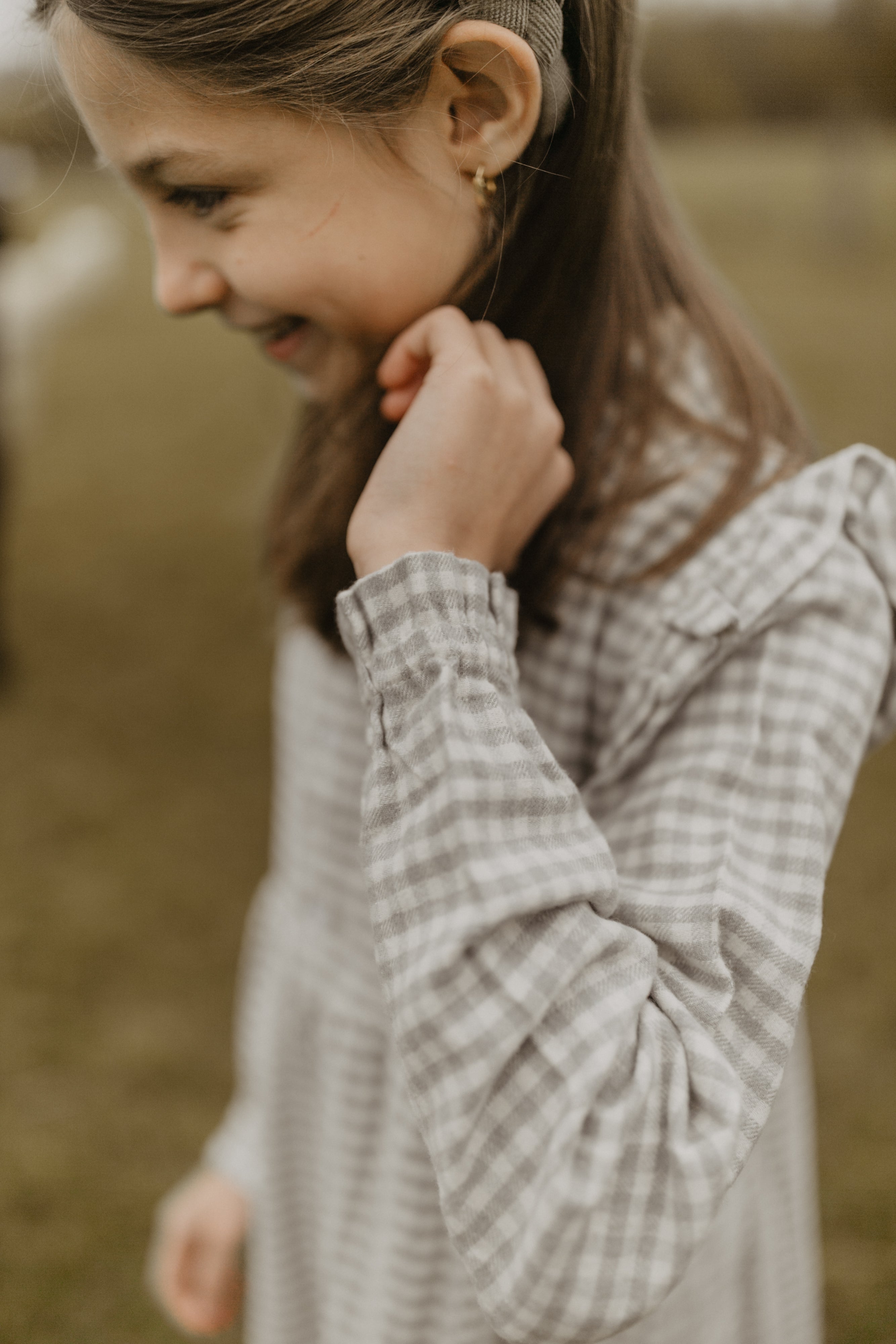 Kariertes Flanellkleid green mit Knopfleiste