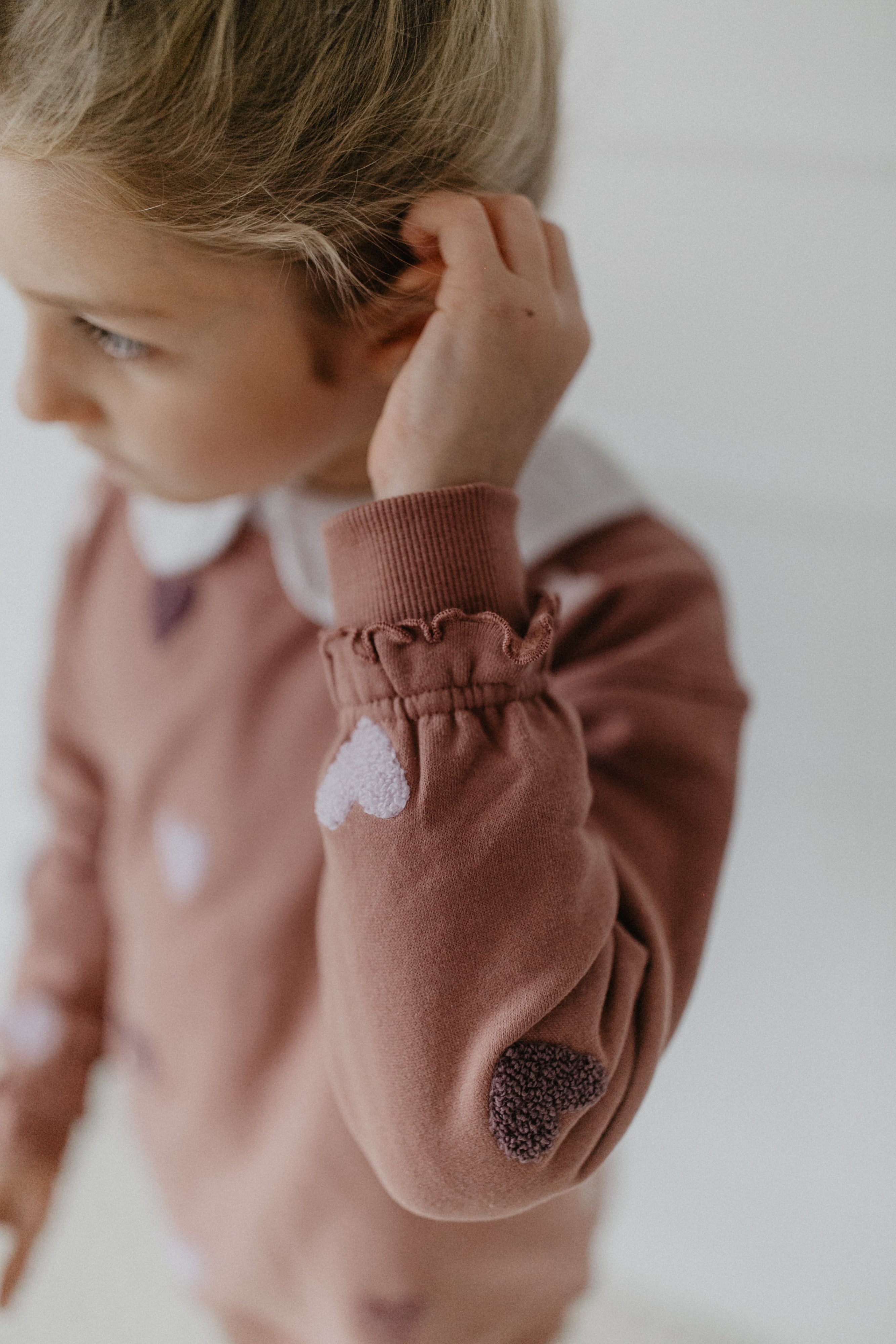 Oversized Sweatshirt 'terry hearts' in light burgundy