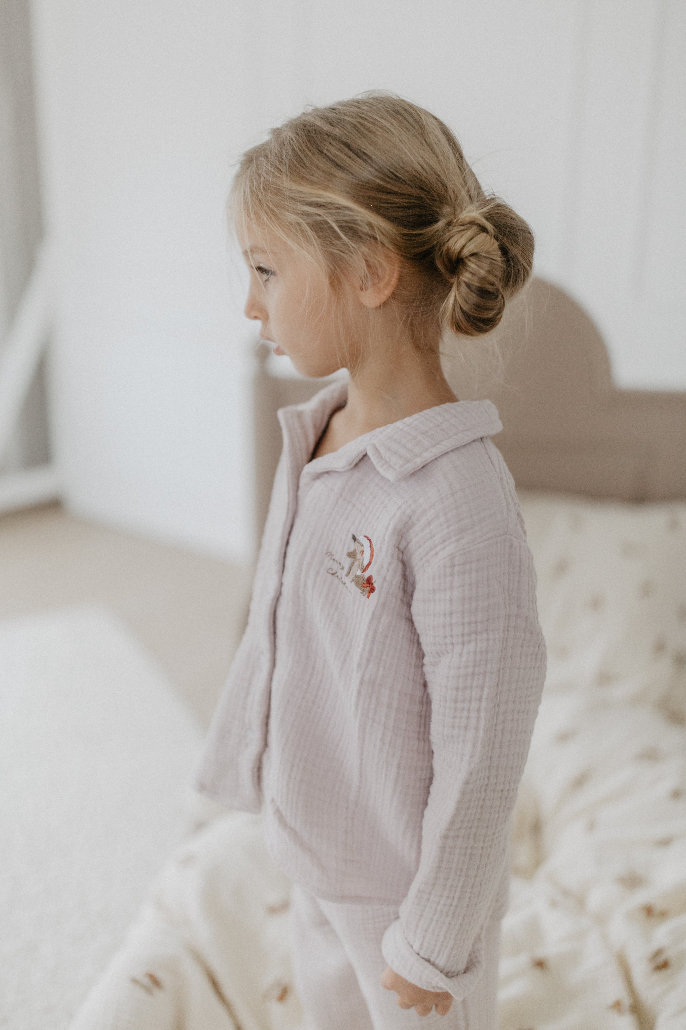 Pyjama Set Dackel 'lavender' aus Musselin