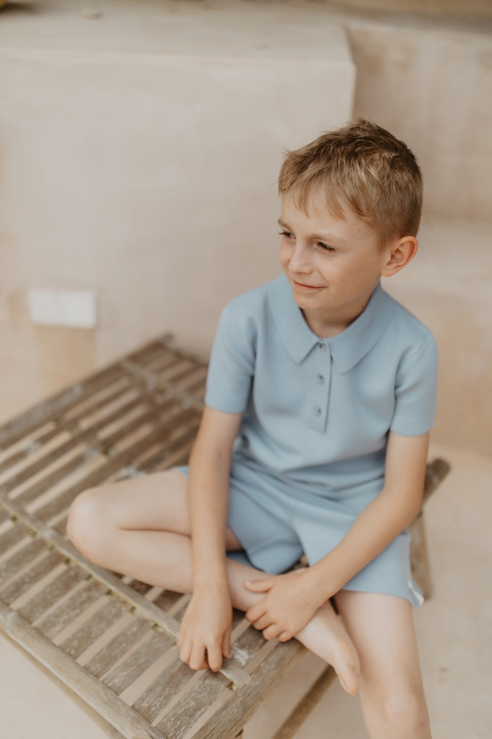 Unisex Knitted Polo Shirt 'Clear Blue'