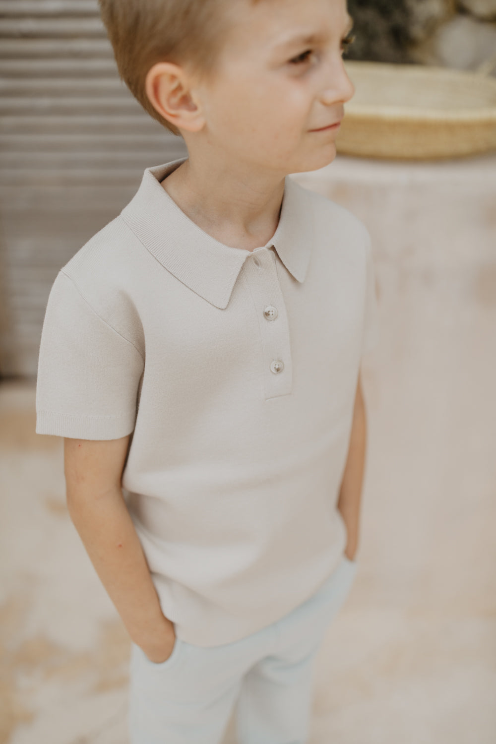 Unisex Knitted Polo Shirt 'Cappucino'