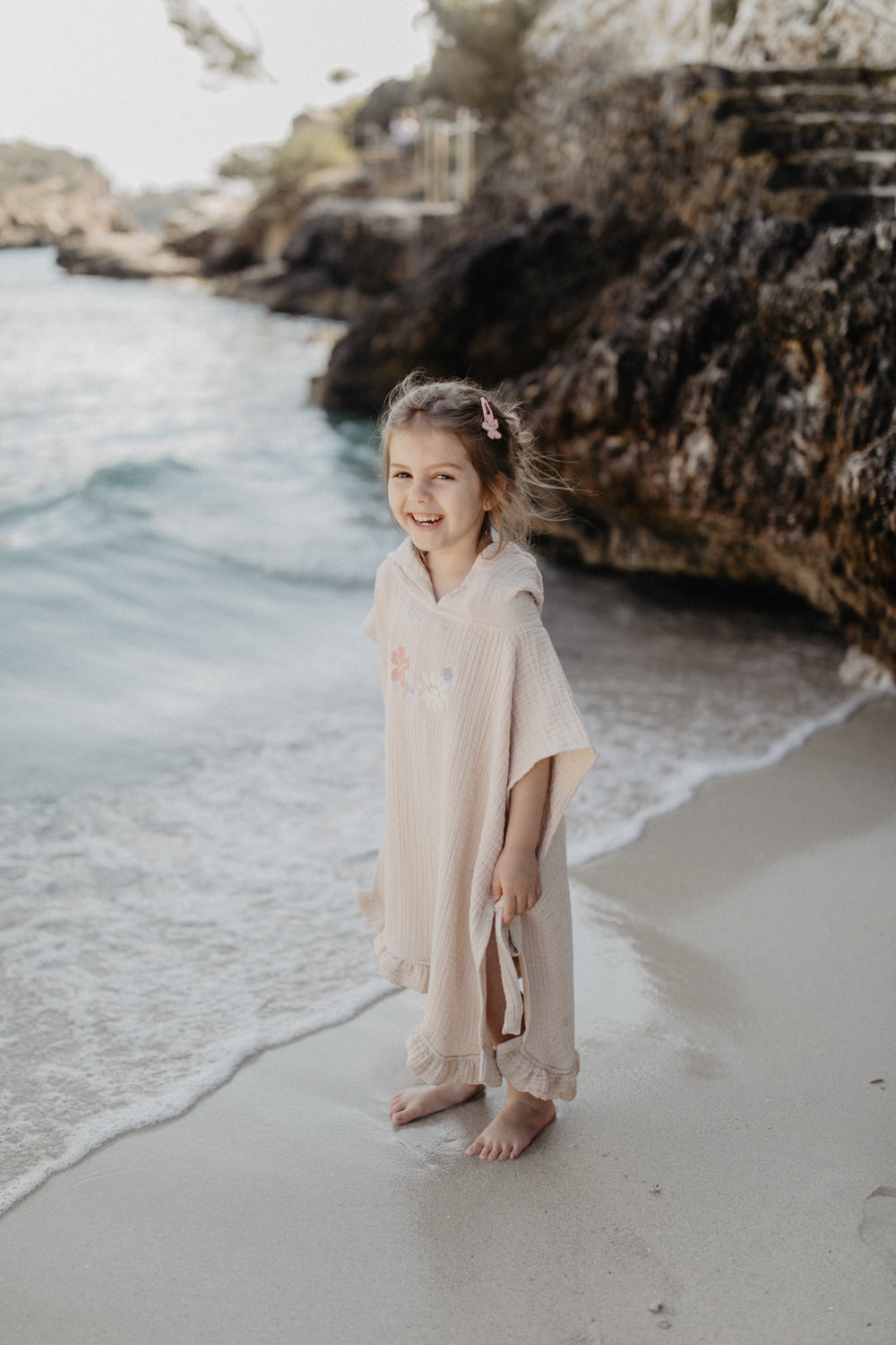 Muslin Poncho 'Sunshine and Wildflowers' with Frills