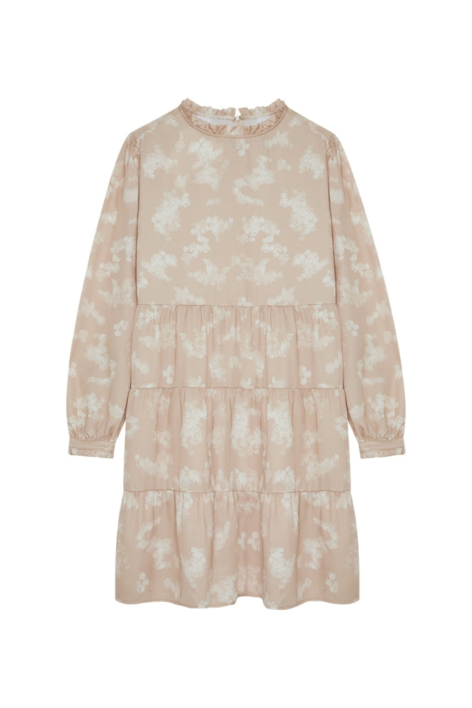 Midikleid Beige Flowers Mit Volants Für Frauen / Xs Hw 23/24