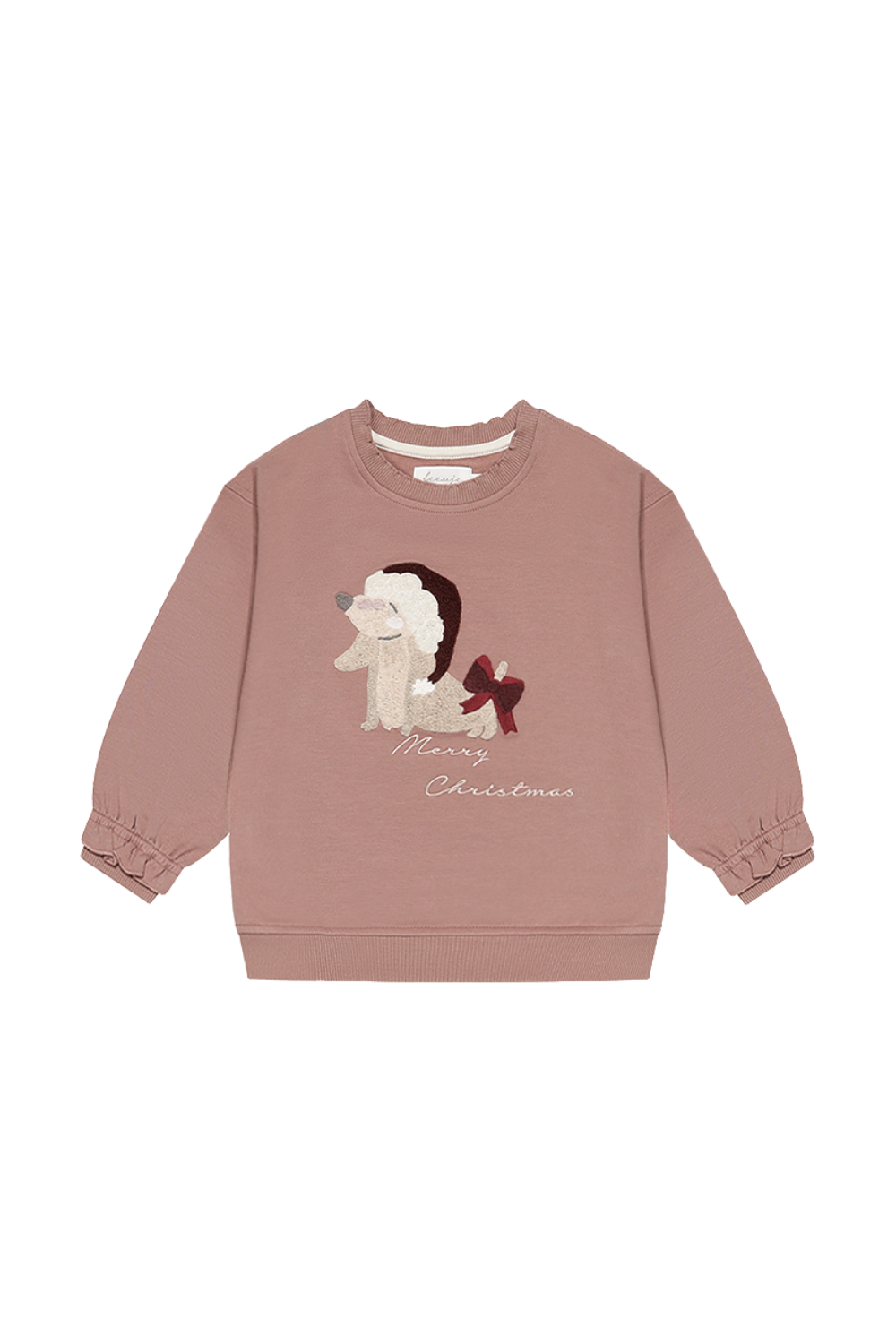 Oversized sweatshirt Teckel 'kerstmuts & strik'