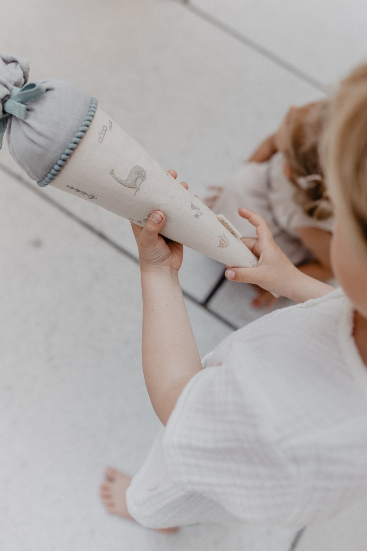 Small "Dino" school cardboard cone and filling cushion