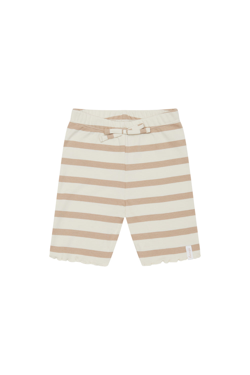 Short jersey leggings 'beige stripes' with bow made from organic cotton