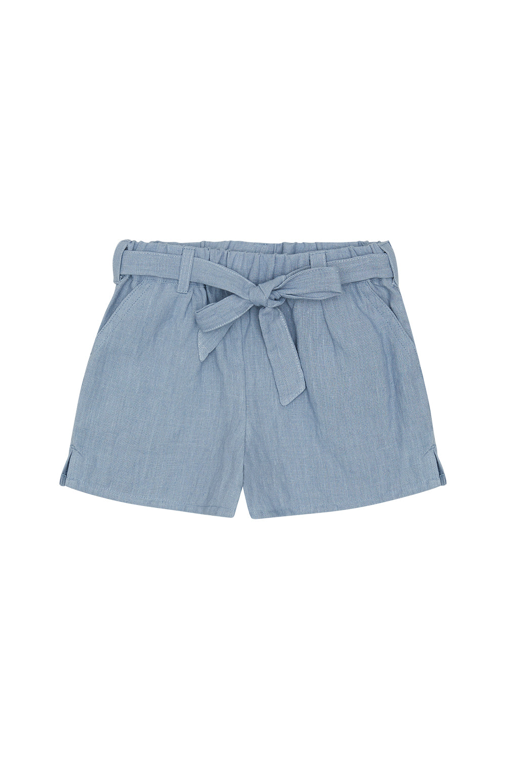 Leinenshorts 'clear blue' mit Gürtel