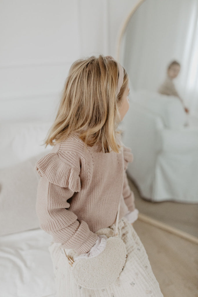 Mini-Me Strickpullover ’Dusty Rose’ Mit Volants Für Kinder Kindermode