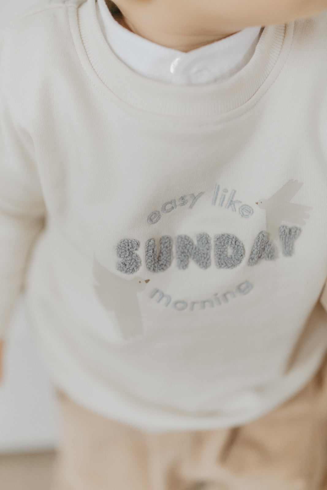 Unisex oversized Sweatshirt 'sunday morning' in beige