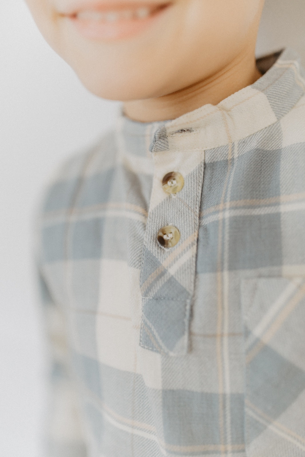 Flanellshirt 'beige & blue' mit Knöpfen