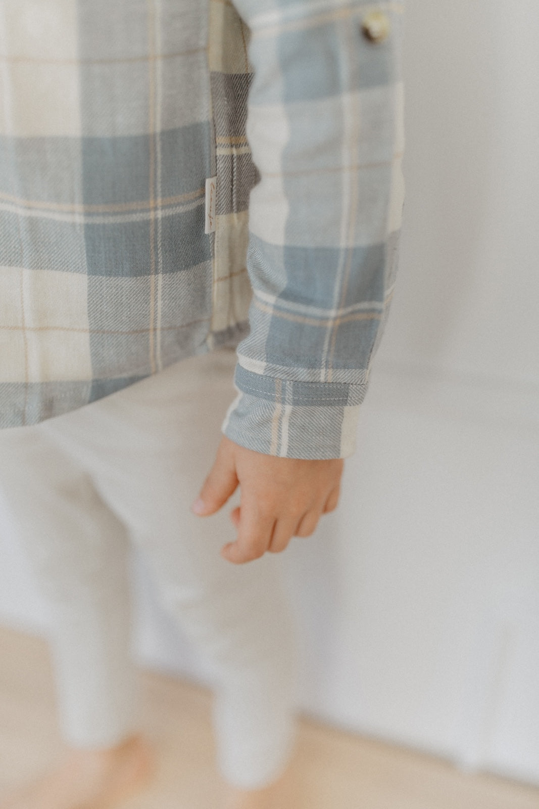 Flanellshirt 'beige & blue' mit Knöpfen