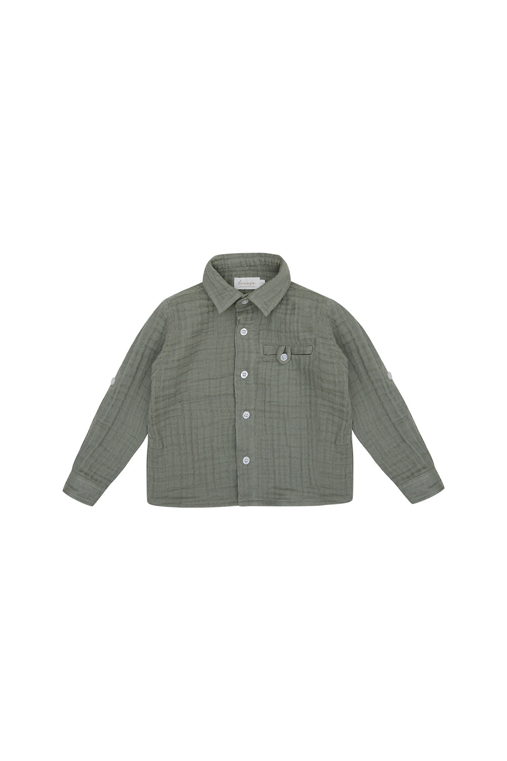 Muslin shirt 'green' with full-length button placket