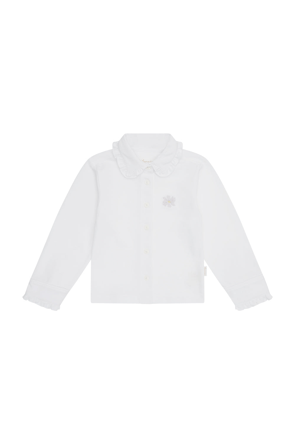 Piqué Bluse mit Blüten-Stickerei