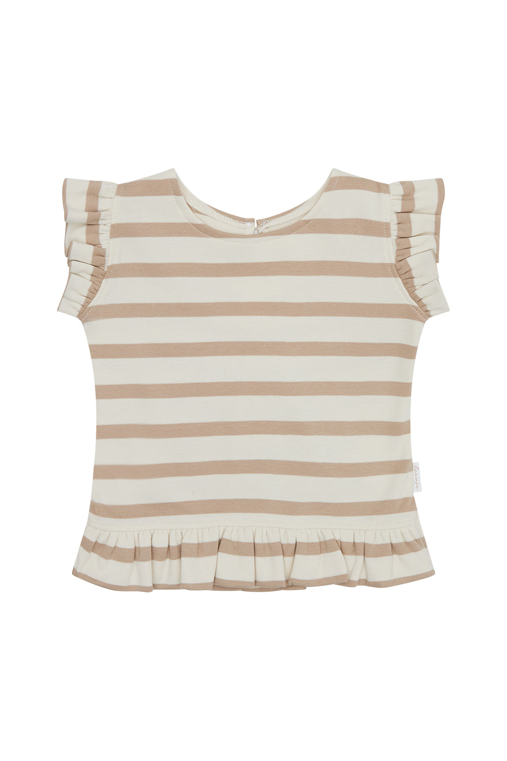 Top 'beige stripes' mit Rüschensaum